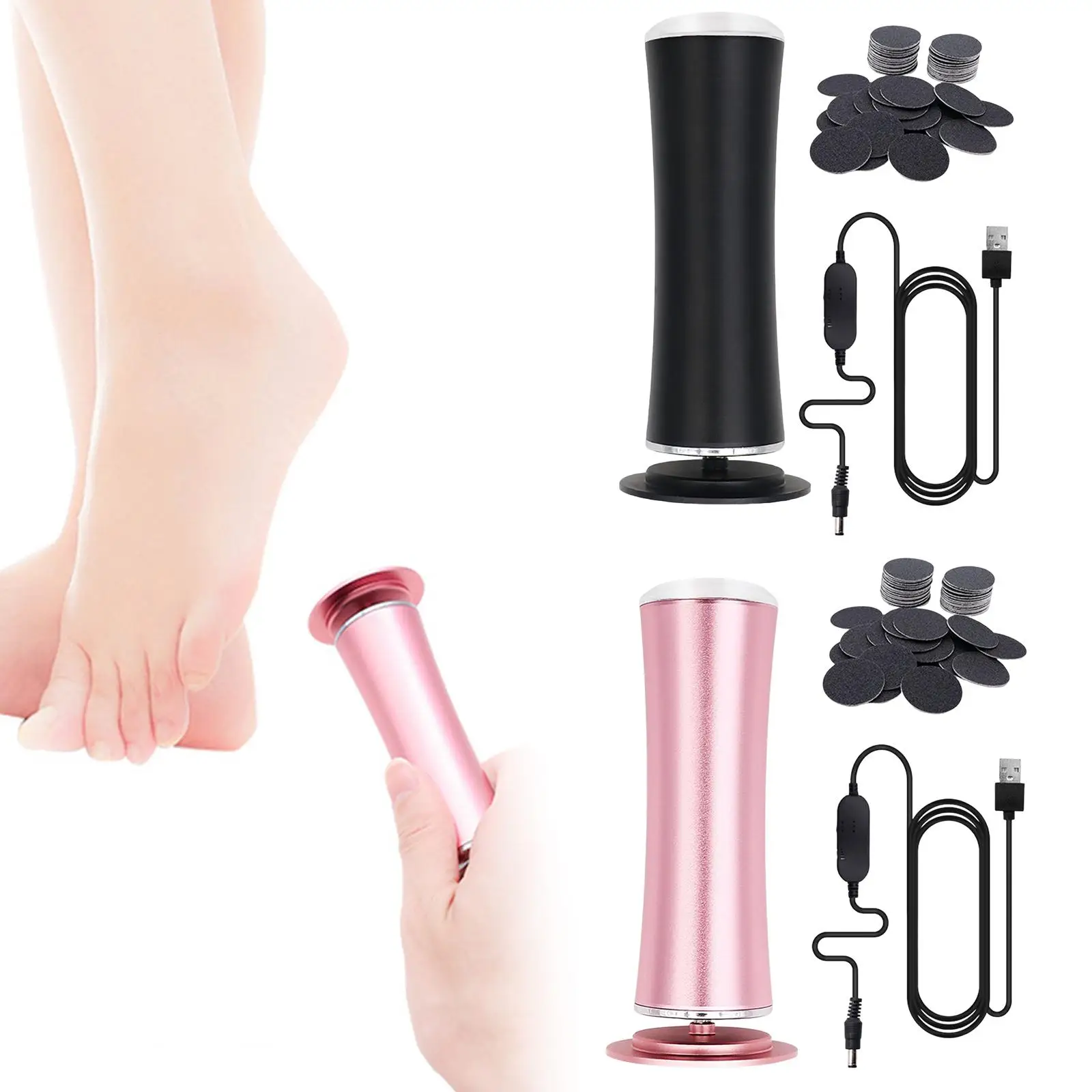 Electric Foot files USB Rechargeable Pedicure Kit Scrubber Portable for Home Use