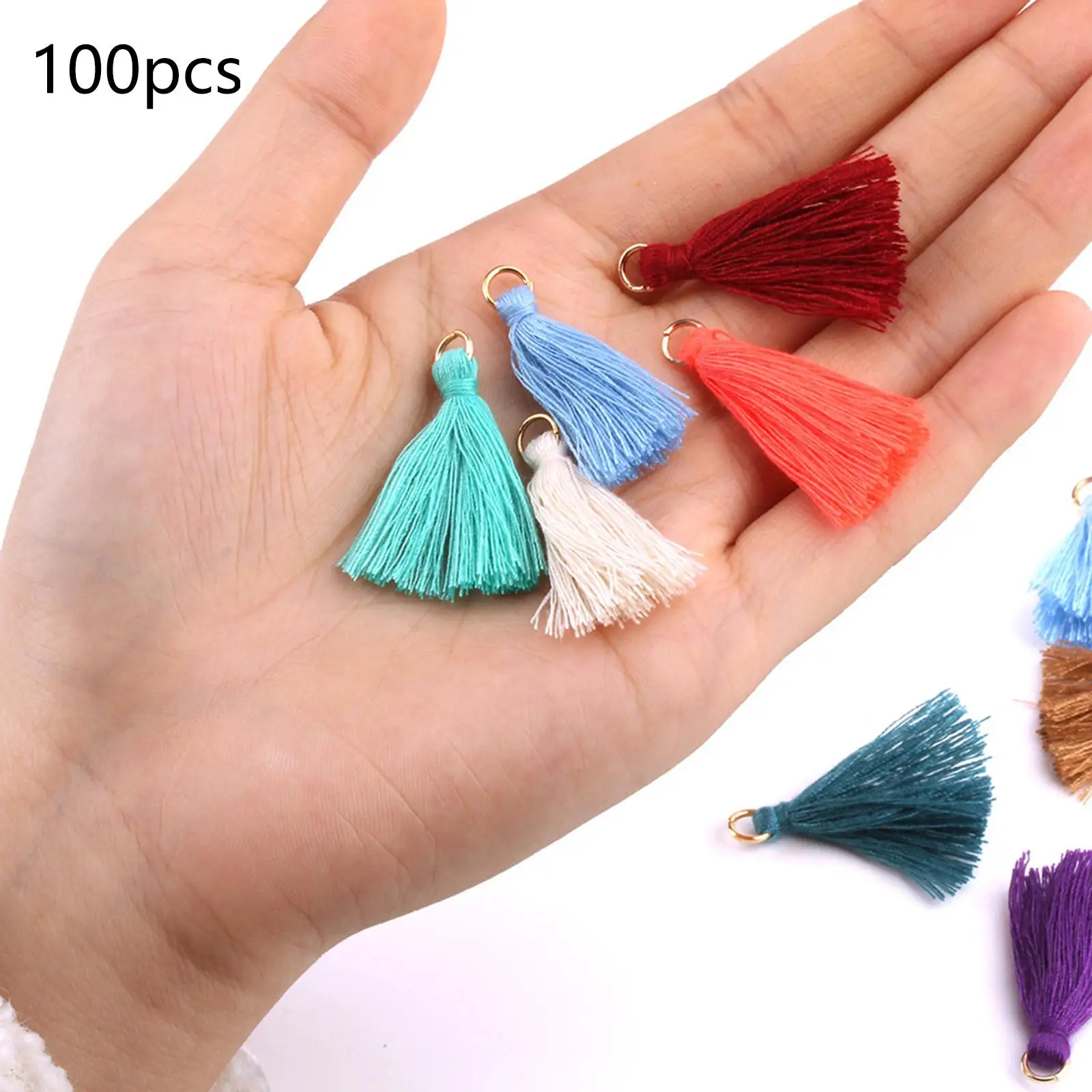 100Pcs Color Mini Tssel Fringe Pendnt DIY Prty Hnging Ring Cords Tssel Trim Grments Curtins Jewelry Decor Tssels Lce