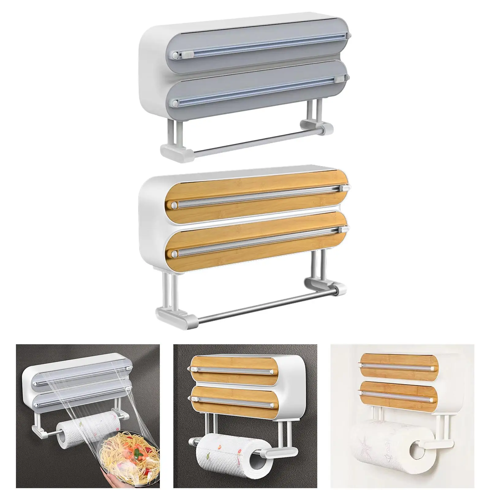 Cling Film Dispenser Slide Cutter Food Wrap Cutter Kitchen Roll Paper Holder for Kitchen Fridge Desktop Baking Household