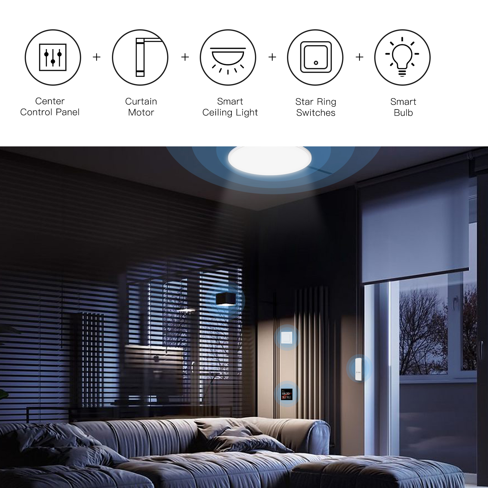 MOES Tuya WiFi Smart Motor Electric Chain Roller Blinds Shade Shutter Drive RF Remote Kit Smart Life App via Alexa/Google