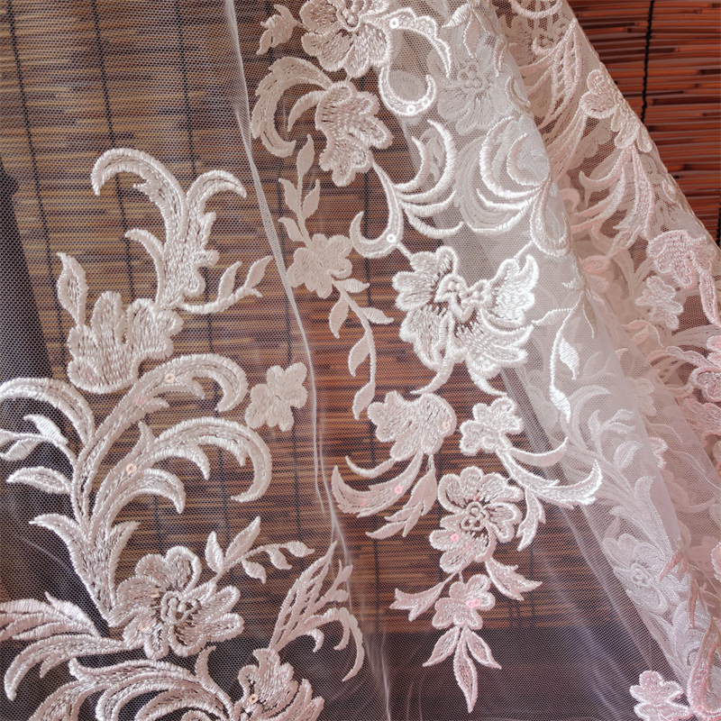 Weicher Mesh-Braut-Spitzenstoff mit Pailletten, großer Blumen-Spitzenstoff, Rayon-Hochzeitskleid, Kleidung Hilfsmaterialien, Heimwerken, neu – Detail 6