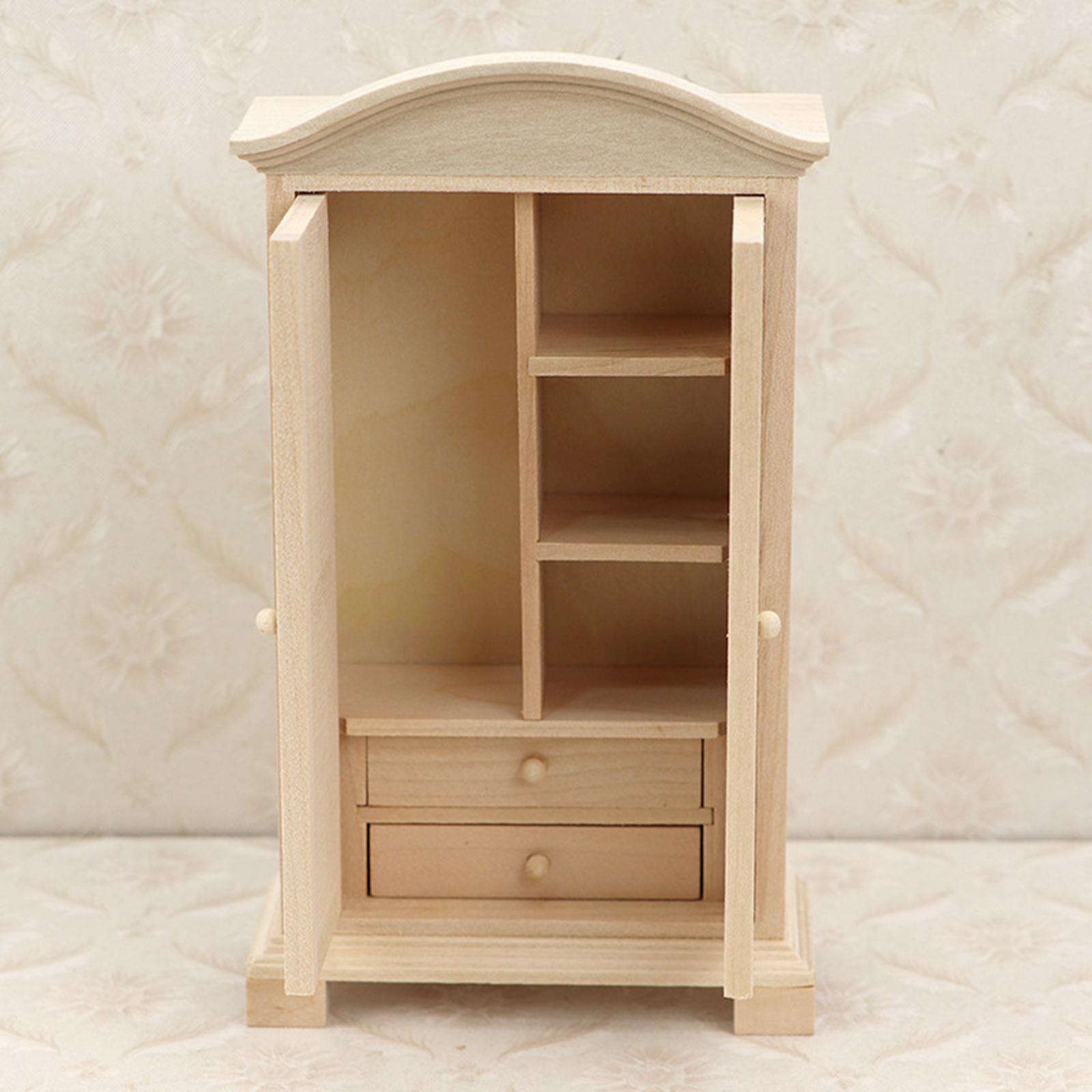 Dollhouse Storage Wardrobe Miniature 1:12 Crafts Dollhouse Furniture for Girls Boys