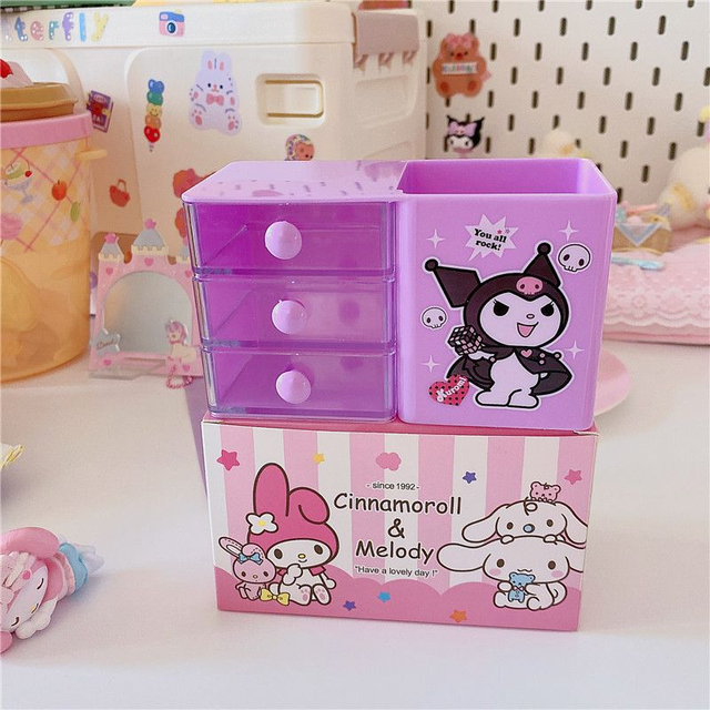 Sanrio Hello Kitty Desktop Storage Box Cartoon Cosmetic Jewelry Lipstick  Stationery Organizer Plastic Drawer Box Office Supplies - AliExpress