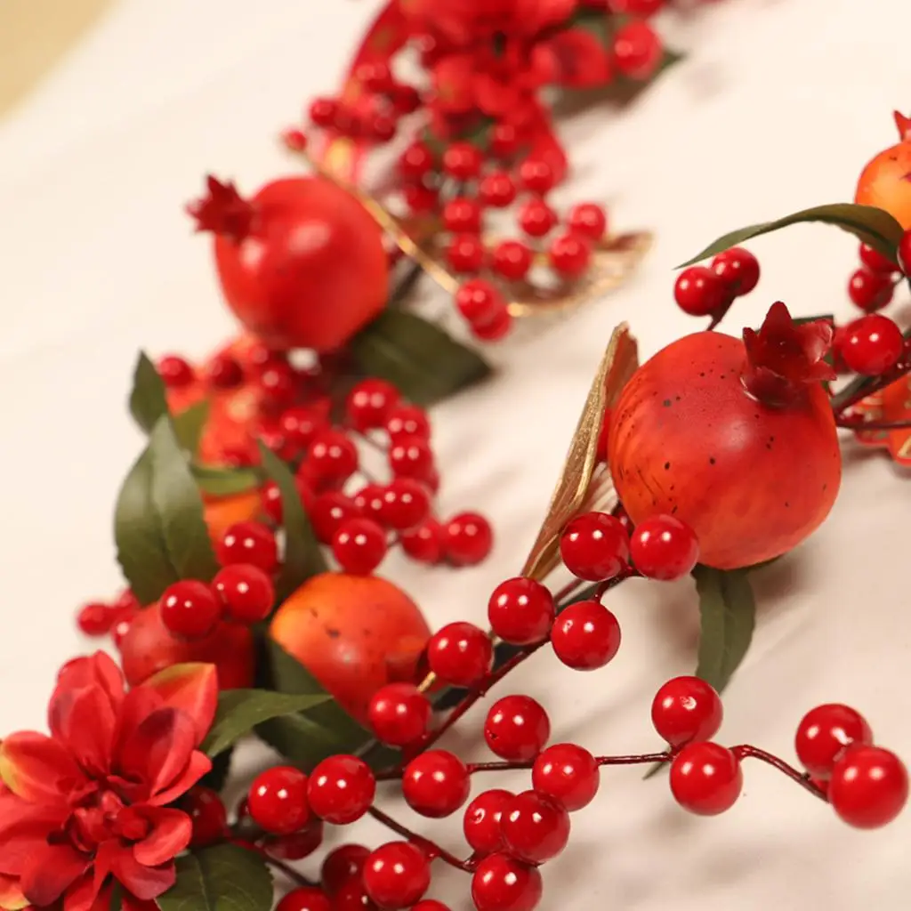 Artificial Faux Pomegranate Garland New Year Home Table Festival Decor Outdoor