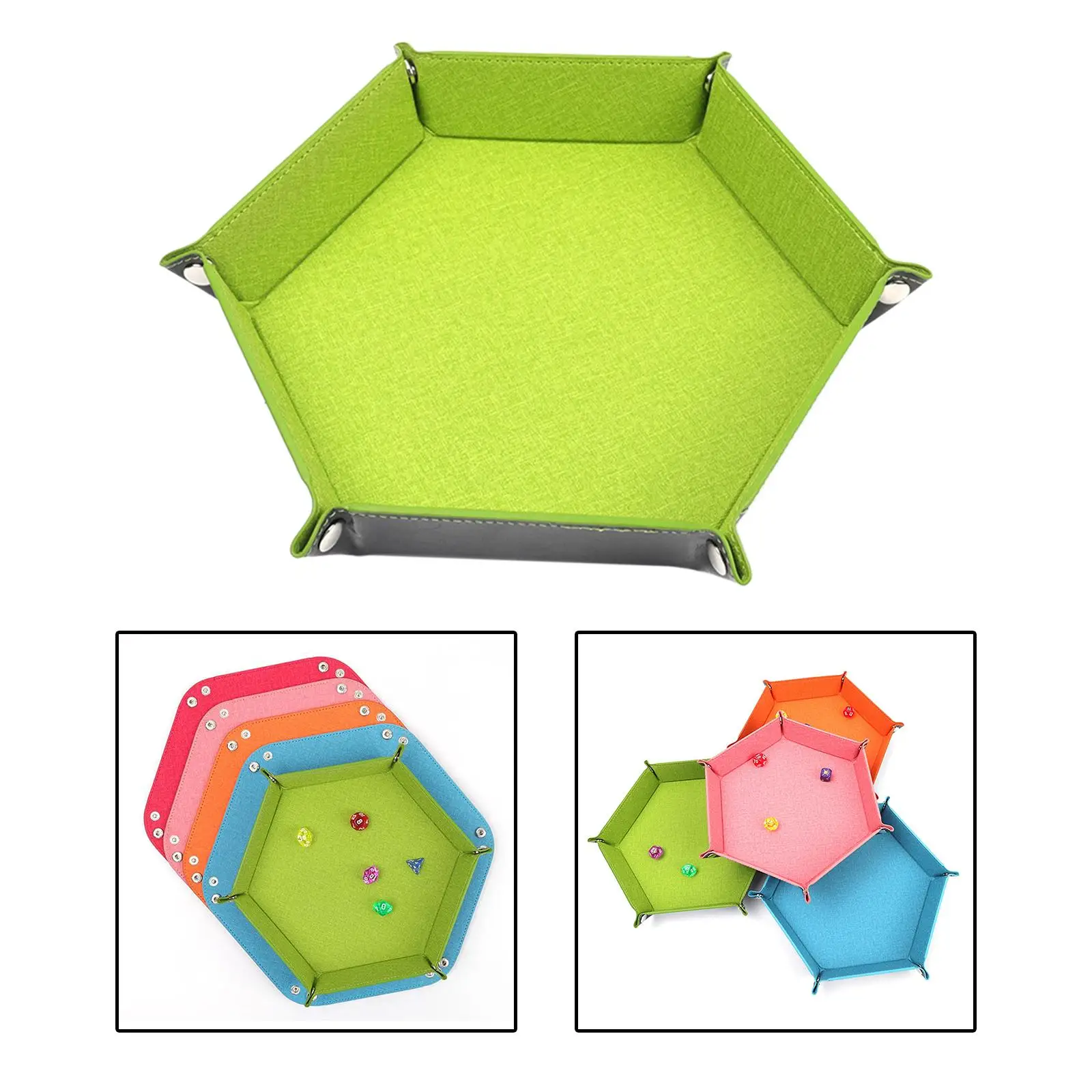 Hexagon Dice Tray Durable Multifunctional Wearable Holder Storage Box Folding Dice Rolling Tray for Earbuds Keys Stuff Sundries