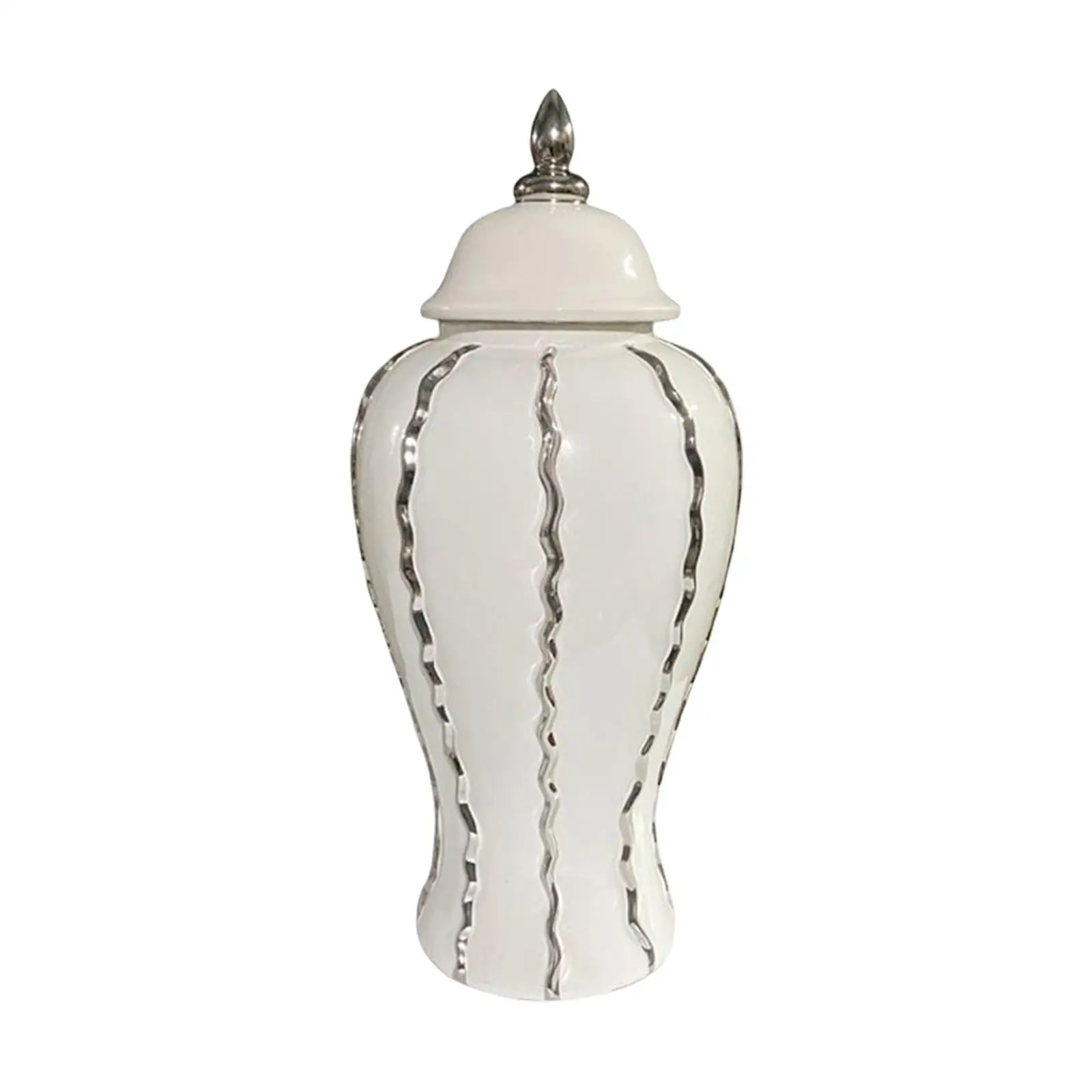Ceramic Decorative Temple Jar Vase with Lid 7x13.8inch for Weddings, Party, Home Office Decor Centerpiece Floral Arrangement