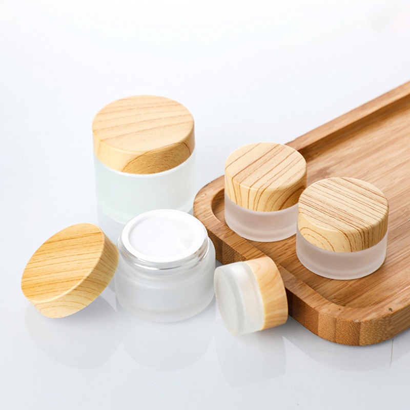 Best of 10g Wood Grain Lid 30g Glass Cream Bottle Cosmetic Jar 50g Scrub Sub-bottling Portable Travel Packaging Container Reviews & Tips