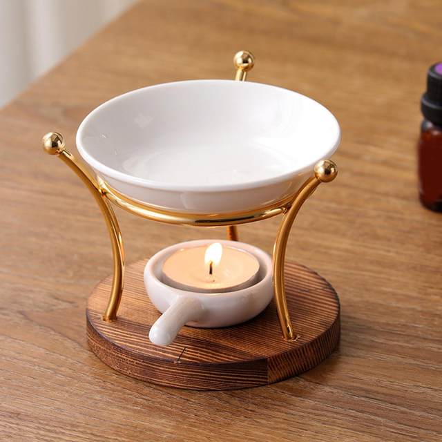 Delicate Romantic Gold Ceramic Tealight Candle Holder Oil Burner shops Essential Oil