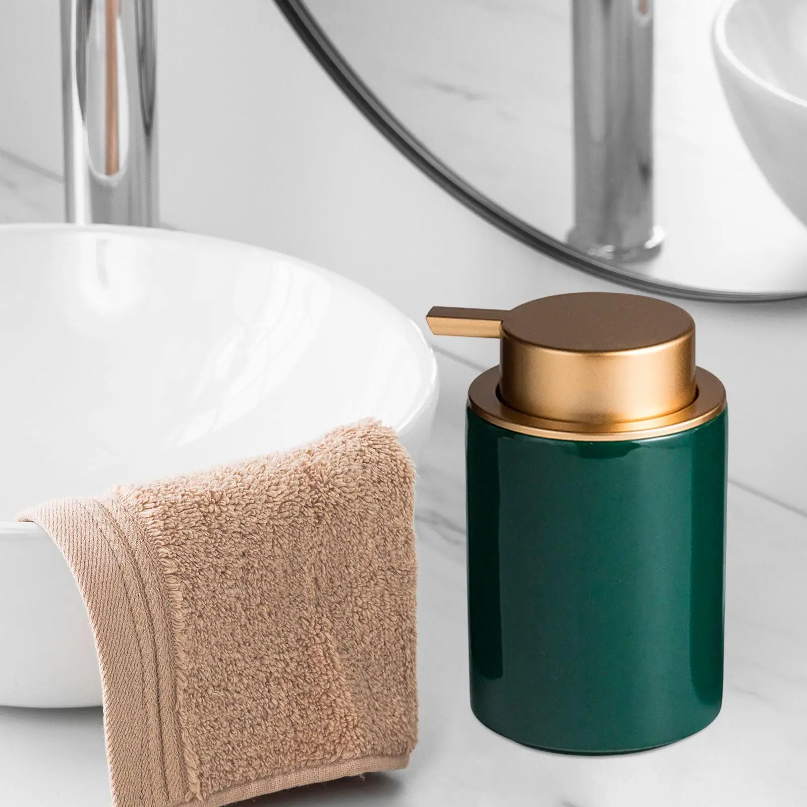 Ceramic Soap Dispenser Manual Lotion Bottle for Office Wash Room Countertop