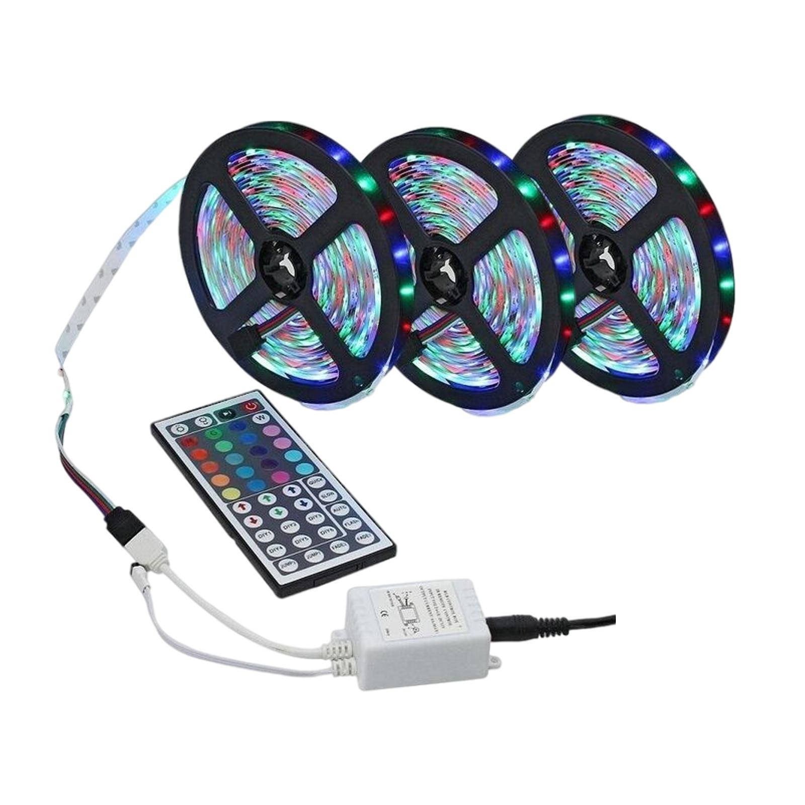 50ft 15M LED Strip Lights SMD3528 Rope Lamp Kit RGB Strong Adhesive Tape Color Changing for PC Room Bar Car Home Decoration