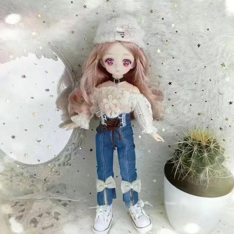 30cm Kawaii BJD Doll Girl 6 Points Joint Movable Doll with Fashion Clothes Soft Hair Dress Up Girl Toys Birthday Gift Doll New