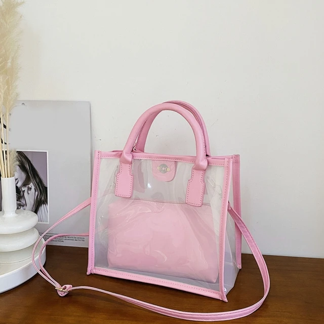 New Clear Jelly Color Small Square Bag Women PVC Pillow Crossbody Bag  Ladies Transparent Composite Shoulder Bag Fashion Handbag