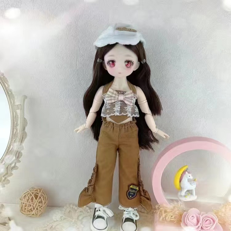 30cm Kawaii BJD Doll Girl 6 Points Joint Movable Doll with Fashion Clothes Soft Hair Dress Up Girl Toys Birthday Gift Doll New