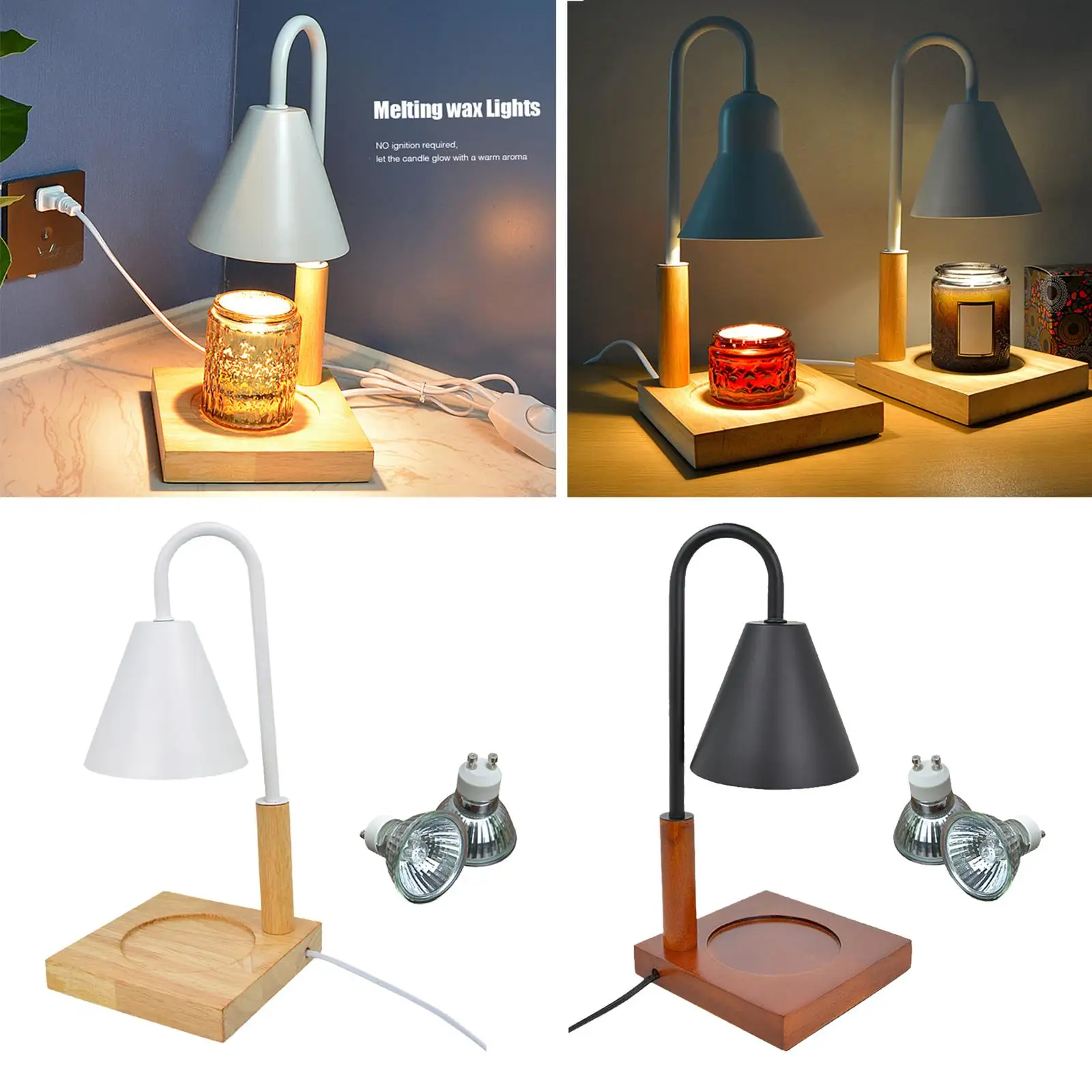 Candle Wax Melting Light Bedside Lights Dimmable Candle Warmer Lamp for Living Room