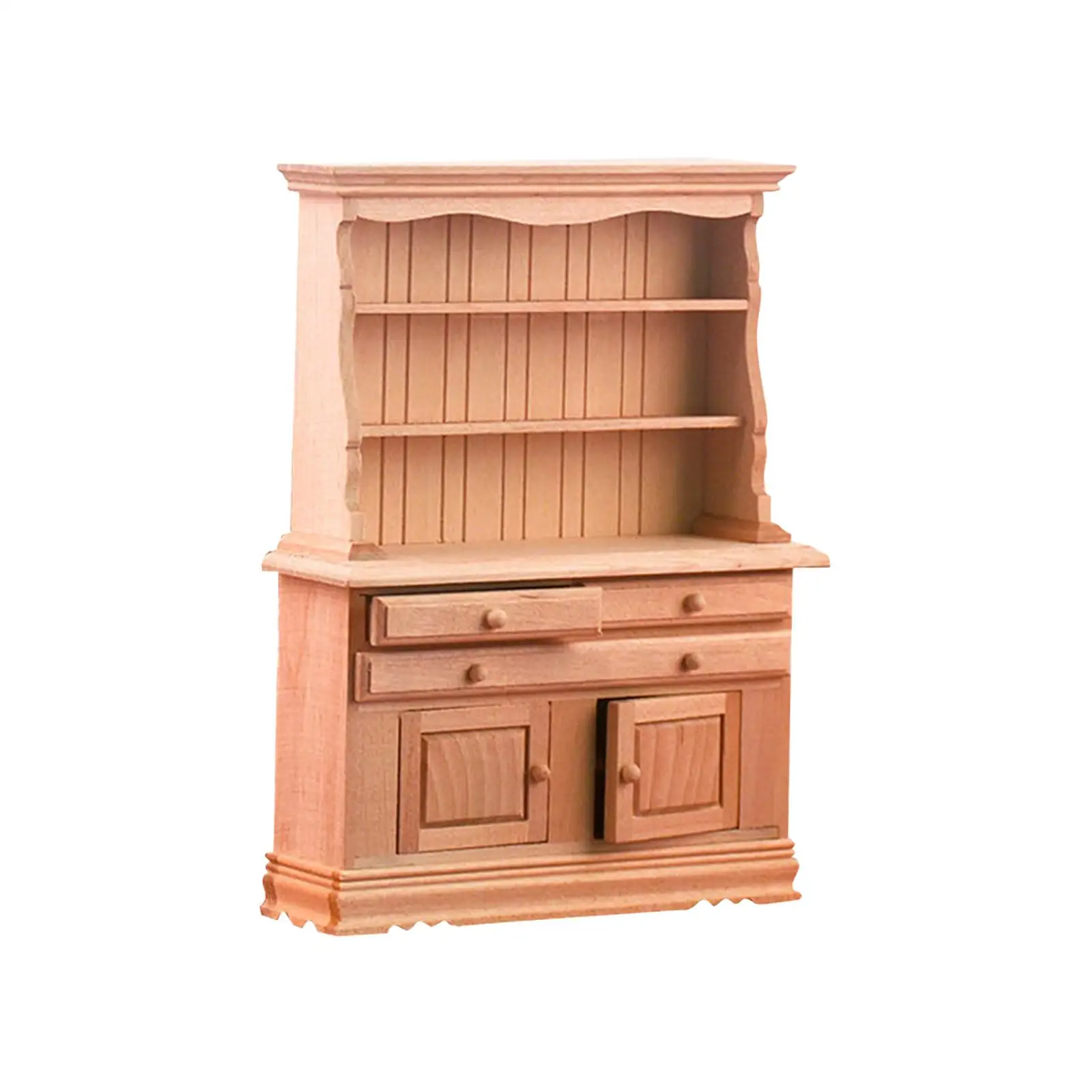 Wooden Dollhouse Display Cupboard Mini Furniture Bookcase Dollhouse Furniture for Holiday Gifts