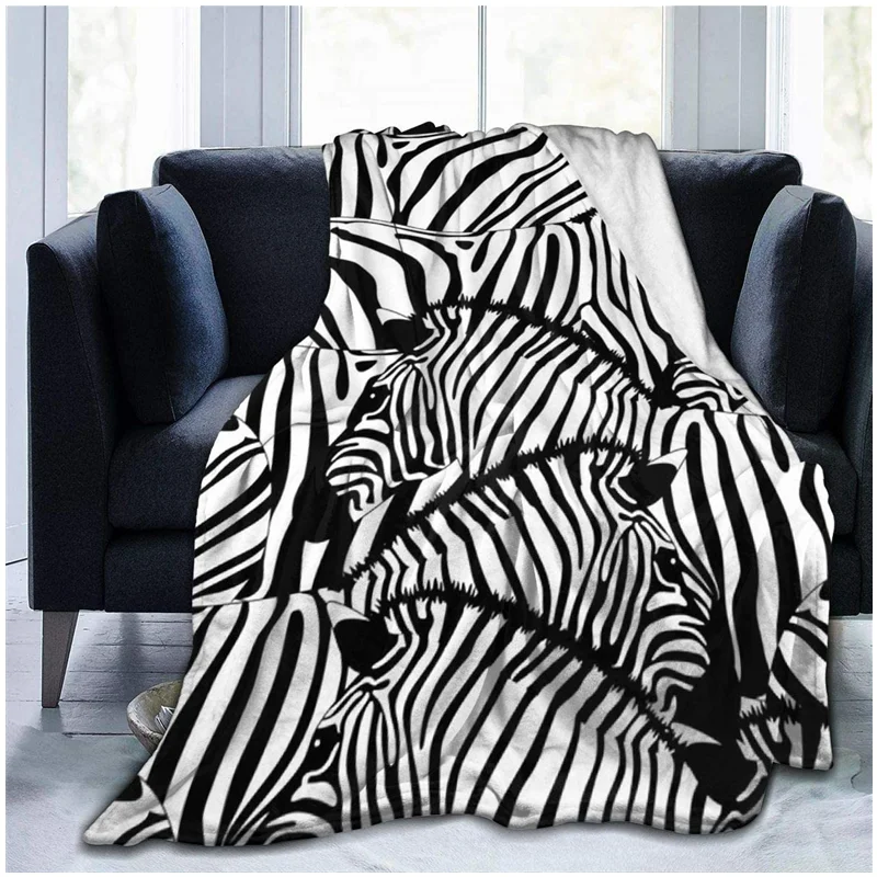 3D Black Zebra 50" X 60"  Premium Super Soft Fluffy Lightweight Blanket 
