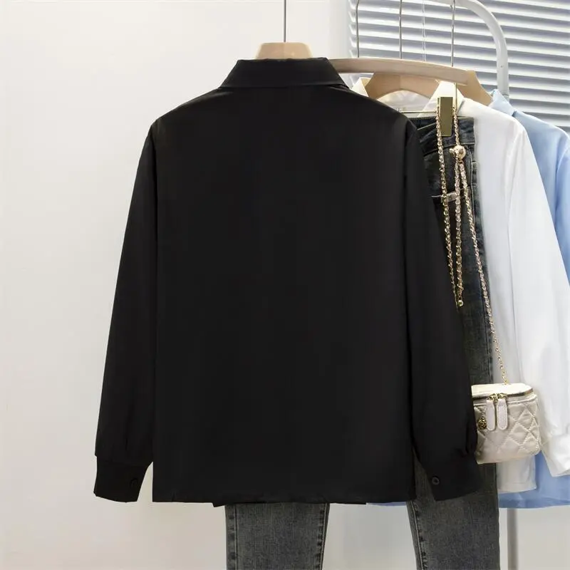 Frühling Herbst Chiffon hemd Frauen hemden Mode weibliche Langarm lose feste lässige Bluse Tops Büro Dame Hemden S-4XL – Detail 12