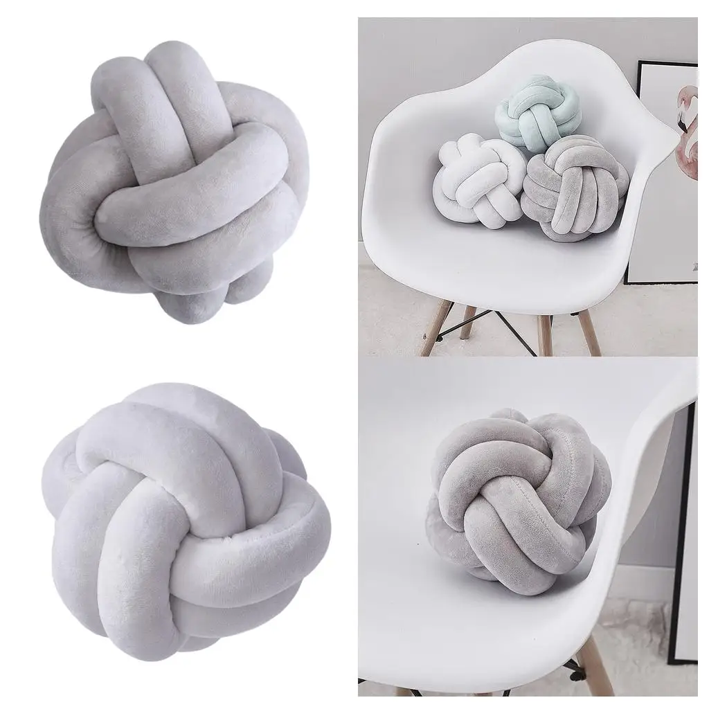 2x Nordic Style Round Knot  Throw  With  Padding for Living Room 18cm