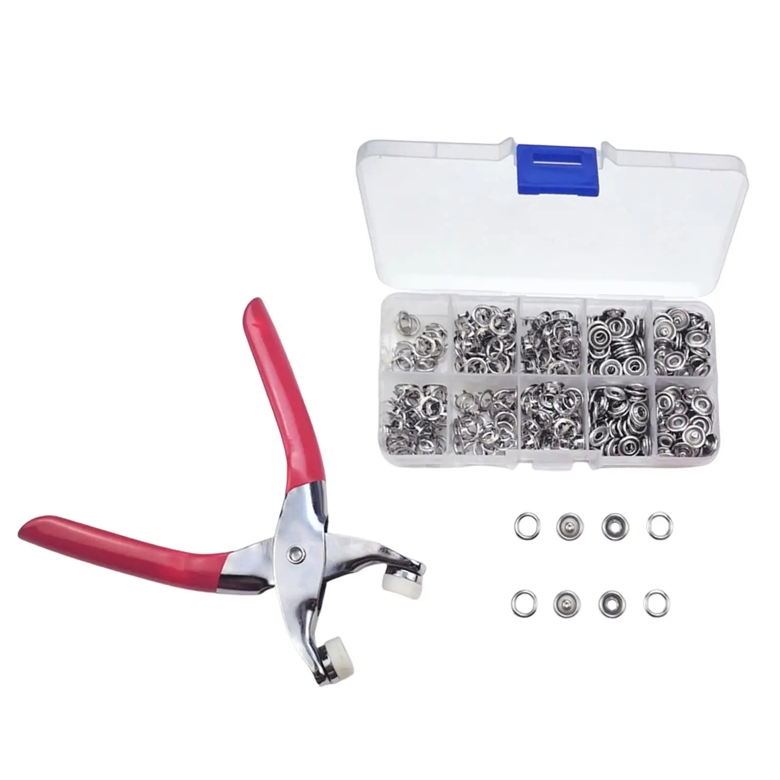 100 Sets Metal Snaps Buttons with Fastener Pliers Heavy Duty Studs Hollow Solid Prong for Clothing DIY Crafts Bags Jeans Sewing