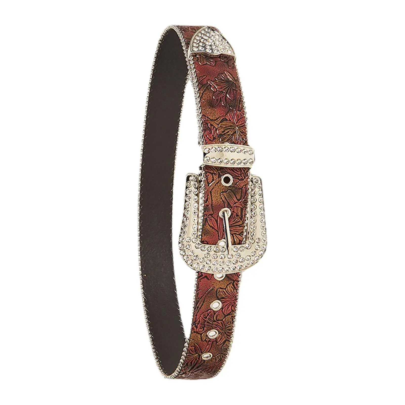 Women Rhinestone Belt Waist Strap Western Cowgirl Clothes Accessories with Buckle Fashion Waistband Leather Belt for Dress Pants