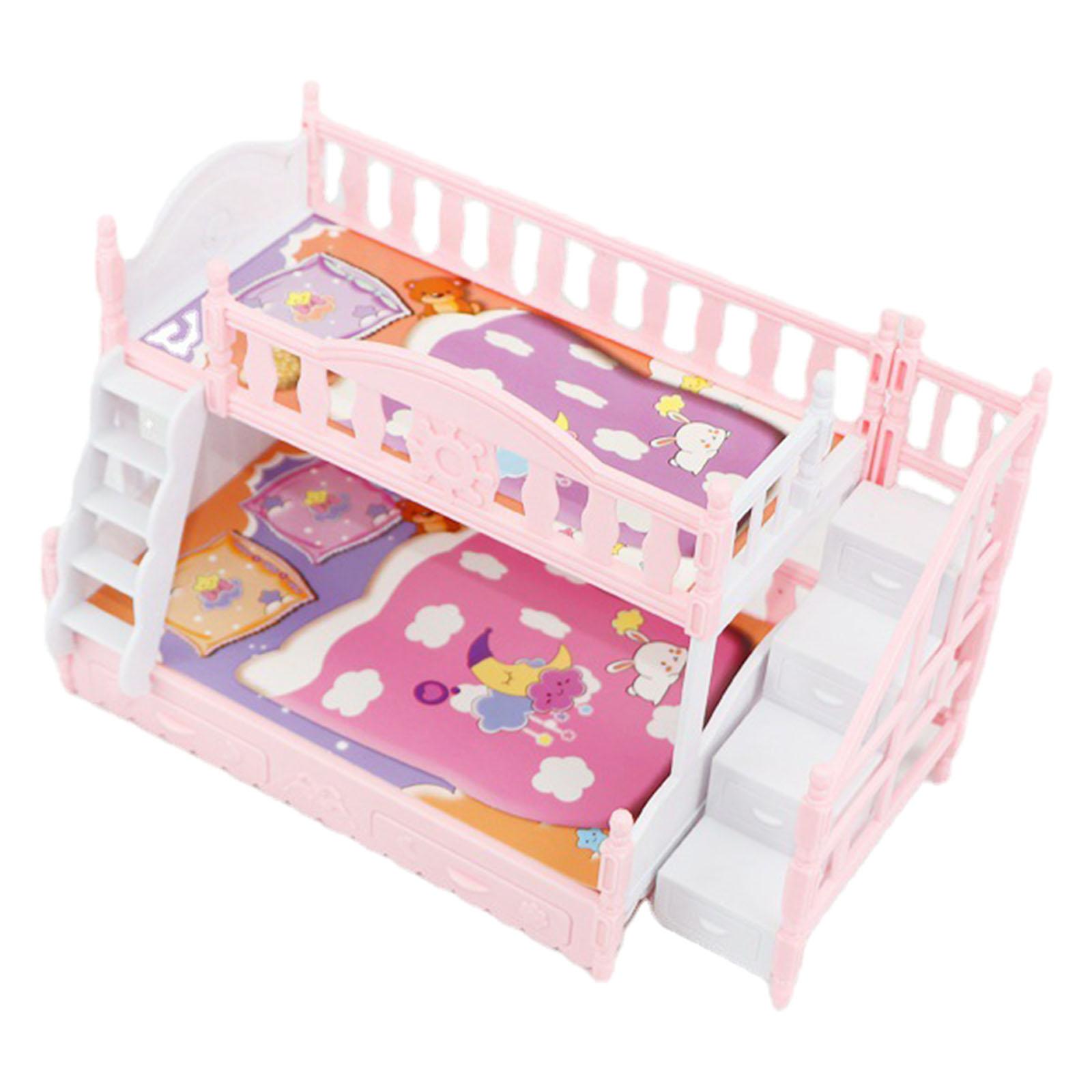 Doll House Furniture 1:12 1/12 Mini Straight Ladder Play House 17cm Double Bed Model Replacemets Bunk Beds Toys for 6+ Years Old