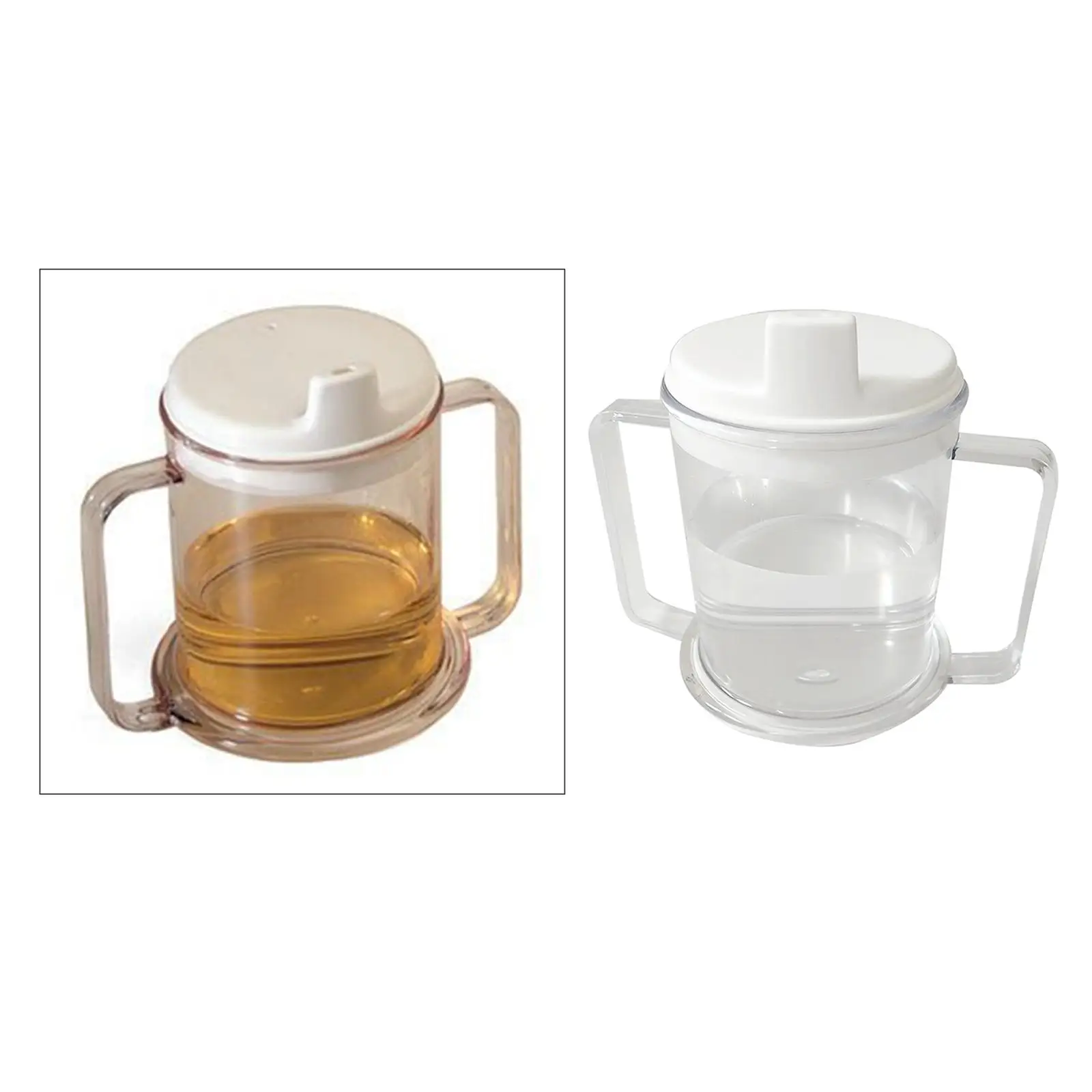 2 Handle Plastic Clear Mug Lightweight Drinking Cup Handles Sippy Cup