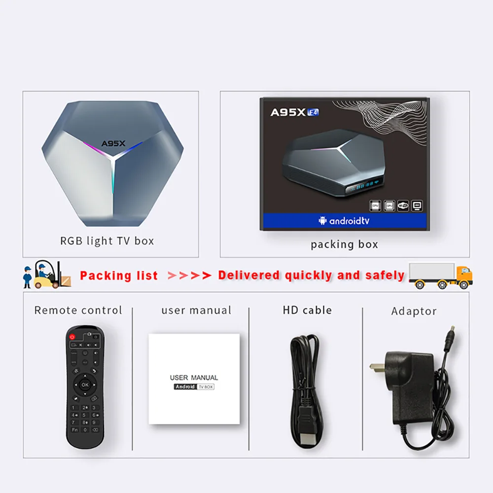 A95X F4 Android 11 RGB Light Smart TV Box Amlogic S905X4 4G 64GB 32G Wifi BT Google Play Media Player Set Top Box TV Receivers