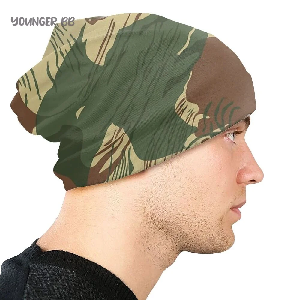 Camouflage Army Men Women's Beanie Hats Rhodesian Brush Stroke Camouflage Knitted Hat Hip Hop Earmuff Bonnet  Skullies Beanies skully hat men's