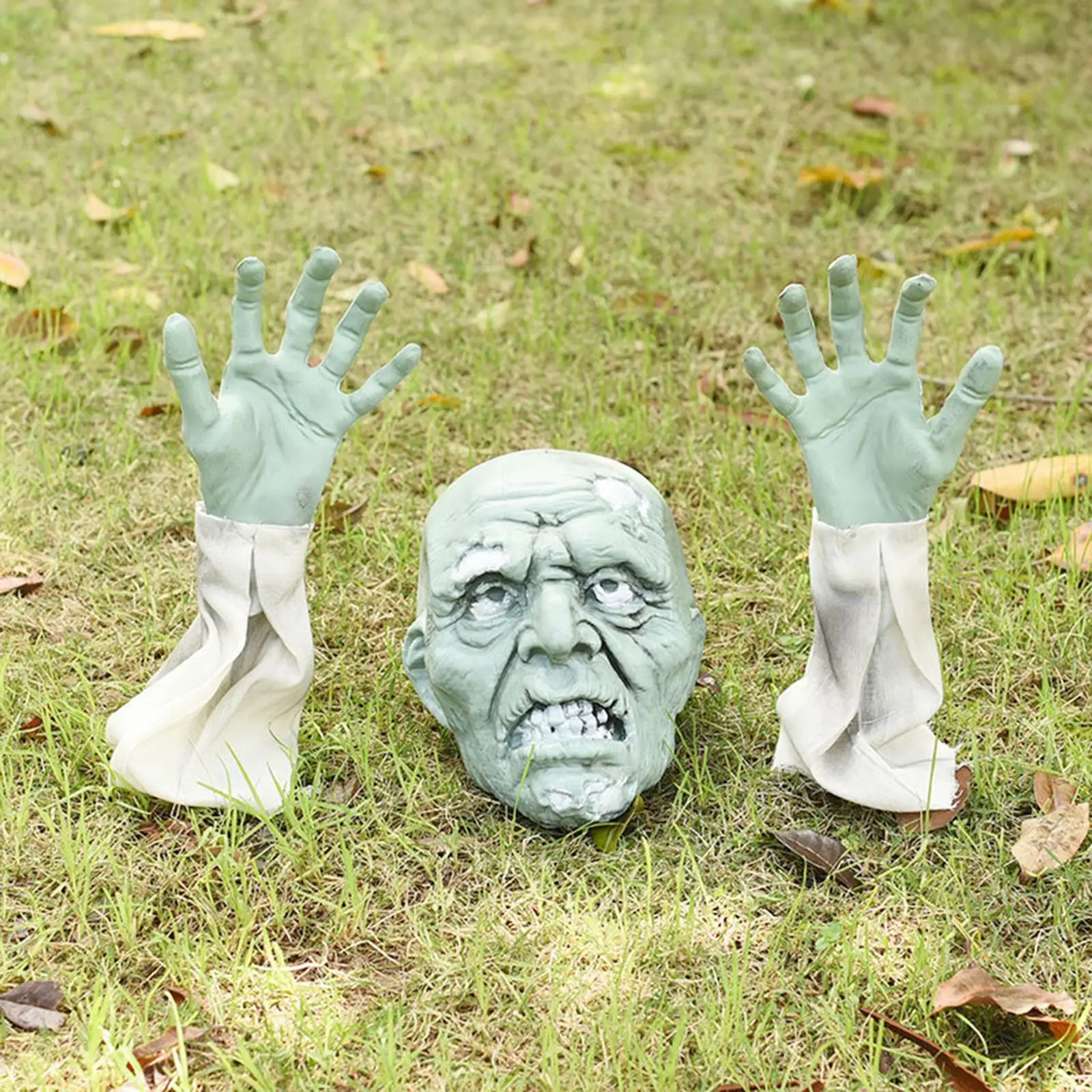 3pcs/Set Spooky Halloween Decorations Garden Lawn Zombie Head Hands Arms Ornament Scary Photographing Props