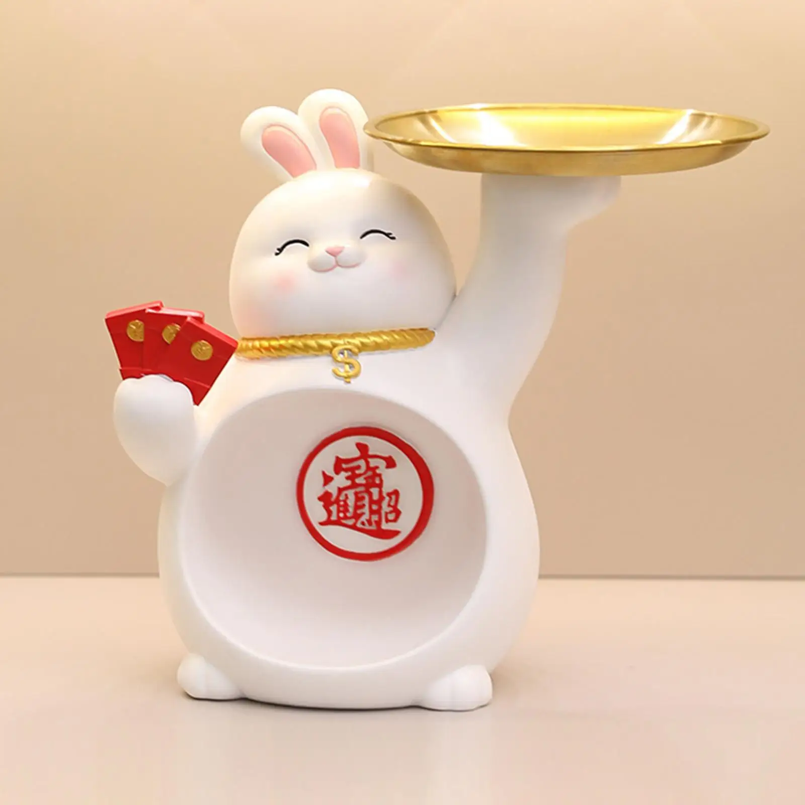 Rabbit Figurine Collectible Sculpture Key Holder Sundries Organizer Tabletop