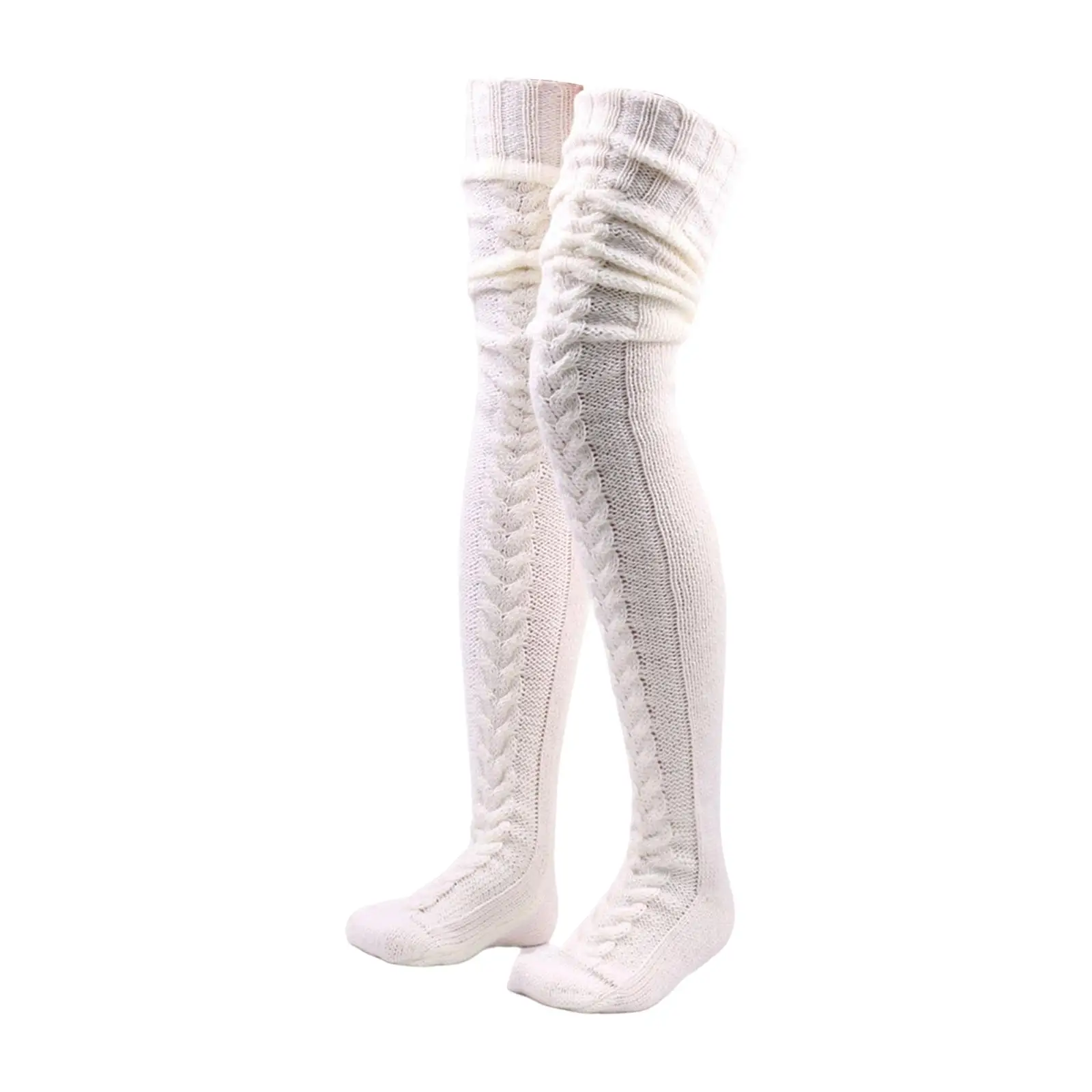 Cable Knitted Thigh High Socks Legging Stocking Birthday Gift, Cosplay
