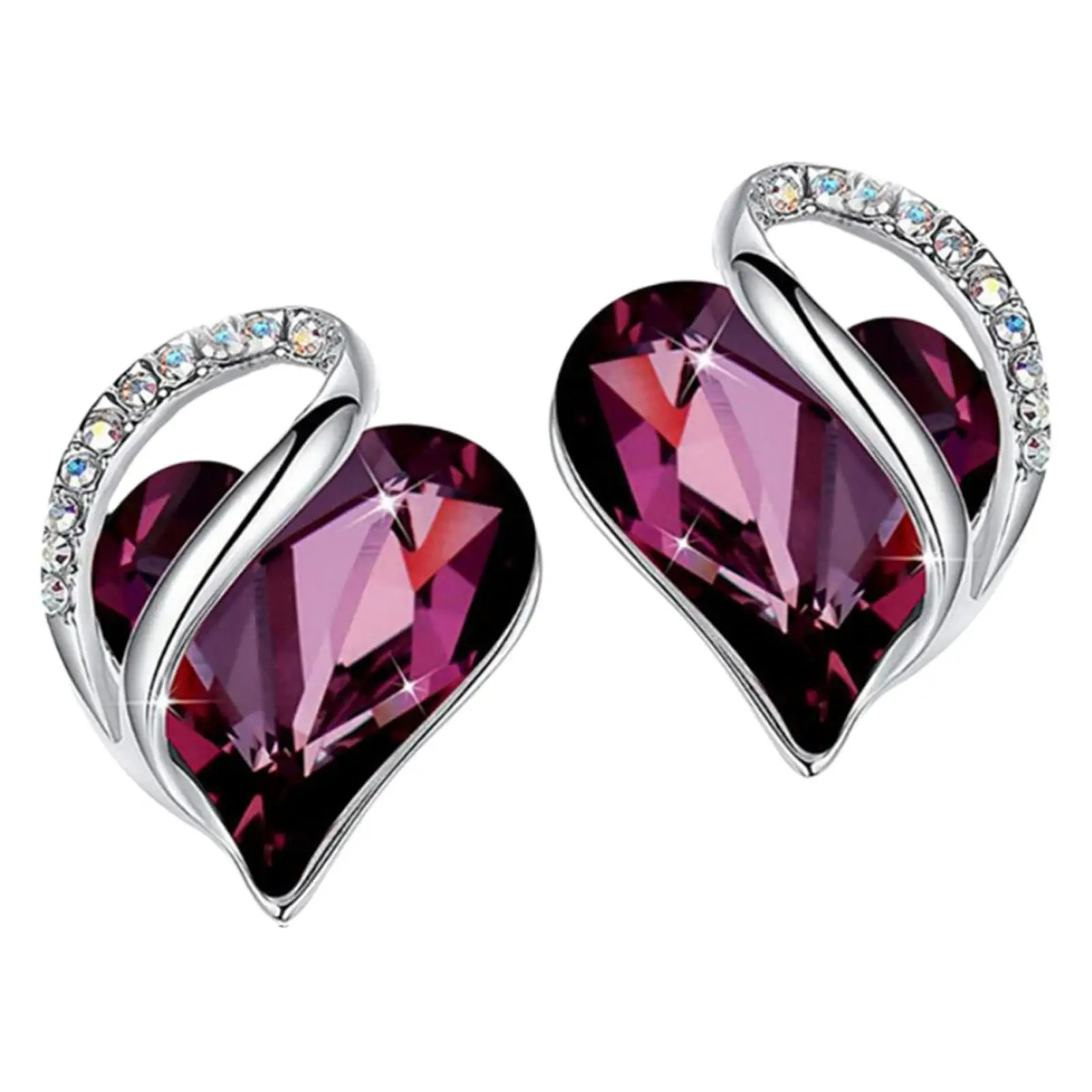 1 Pair Sterling Stud Earrings Fashion Rhinestones Jewelry for Wedding Birthday Women