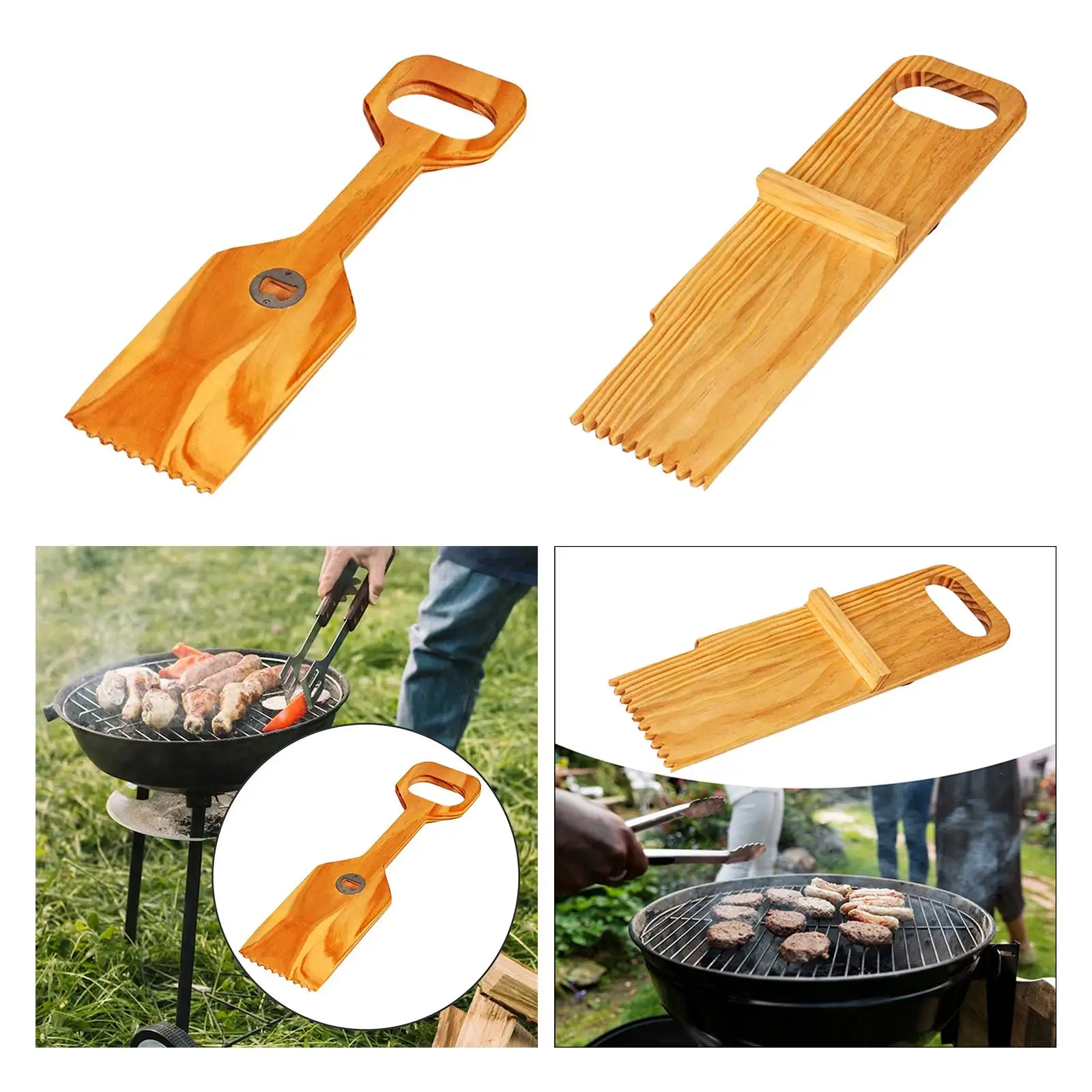 Wooden Grill Scraper Cookware Flat Barbecue Turners for Turning Serving Frying
