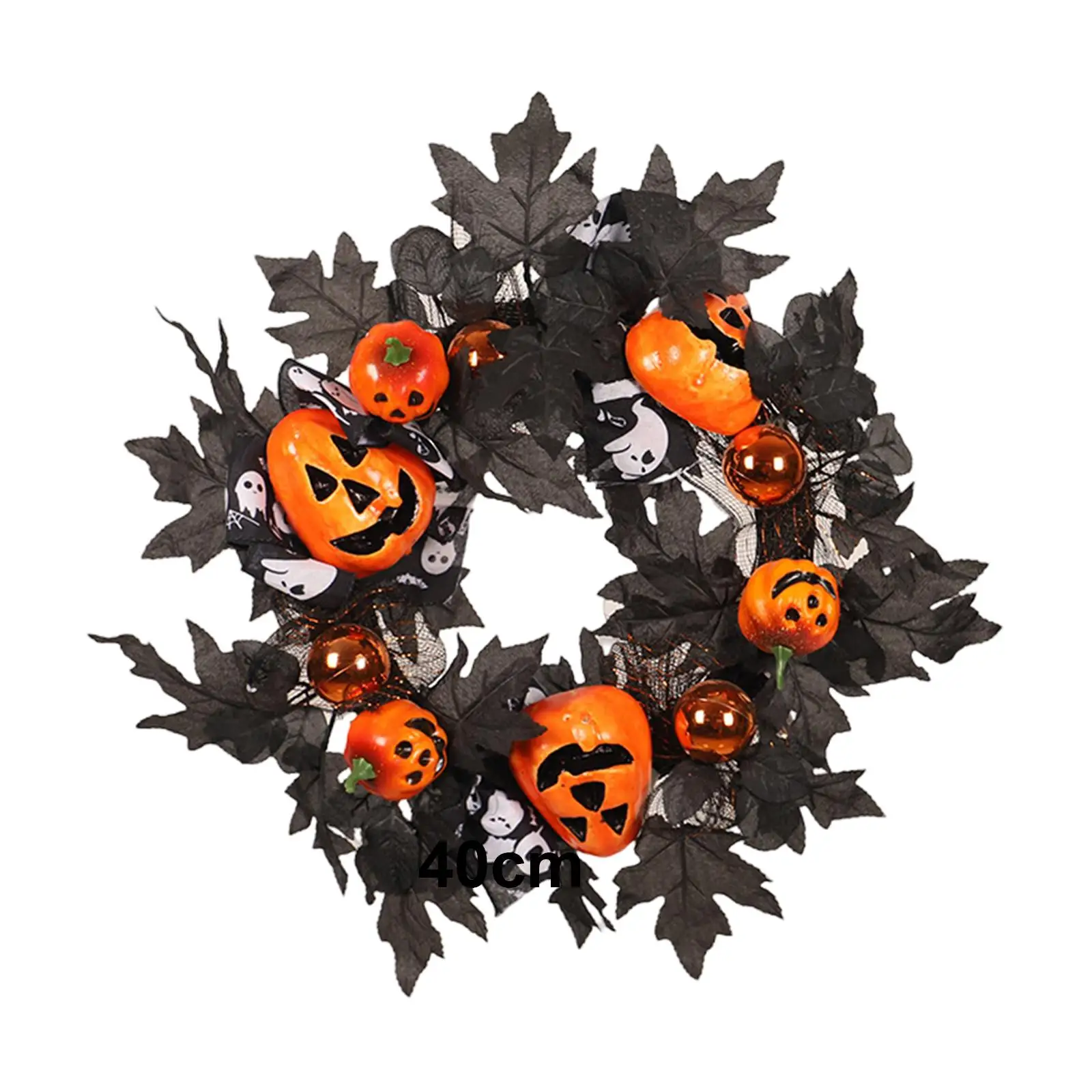 Halloween Wreath Circle with Black Leaves 16