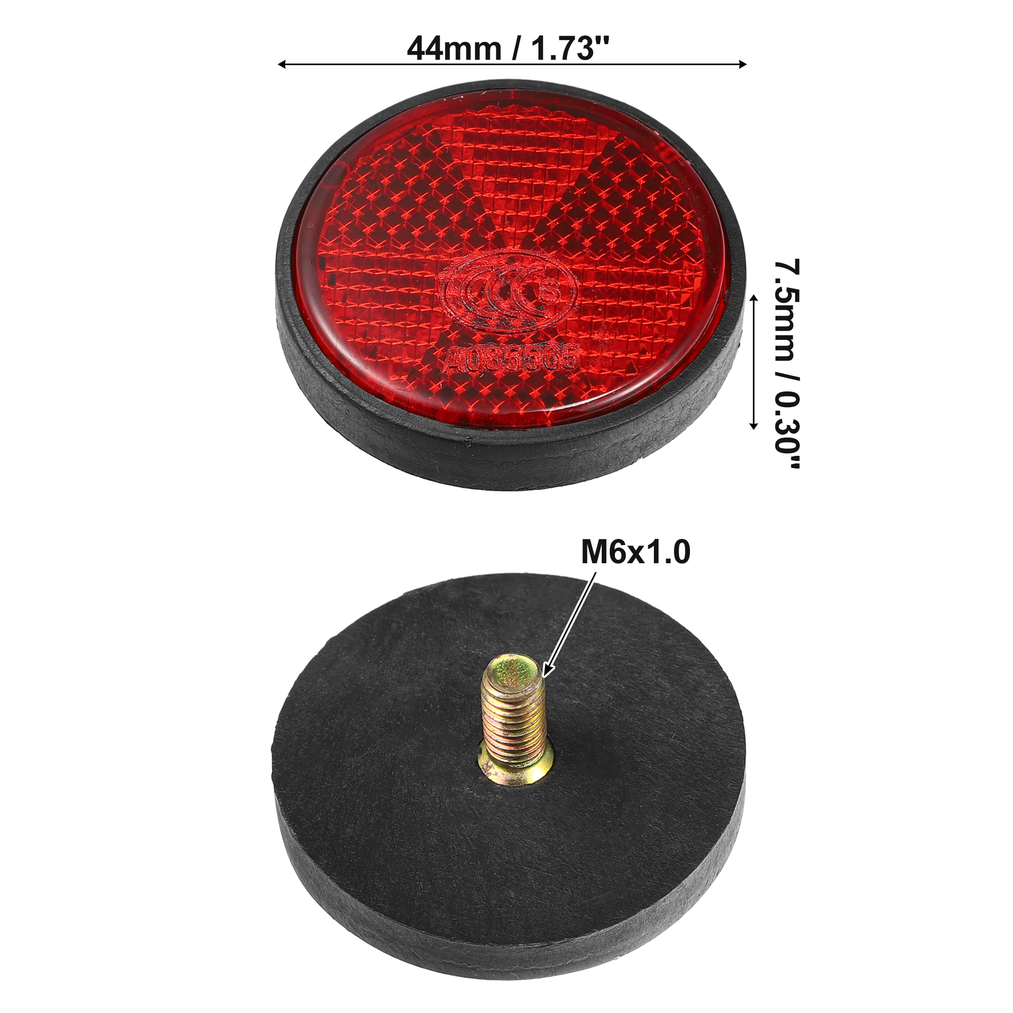Motoforti 2-4 pcs vordere untere Gabel Reflektor Aufkleber hintere Sattel tasche reflektierende Abdeckung universell rund rot mit 6mm Schraube – Detail 3