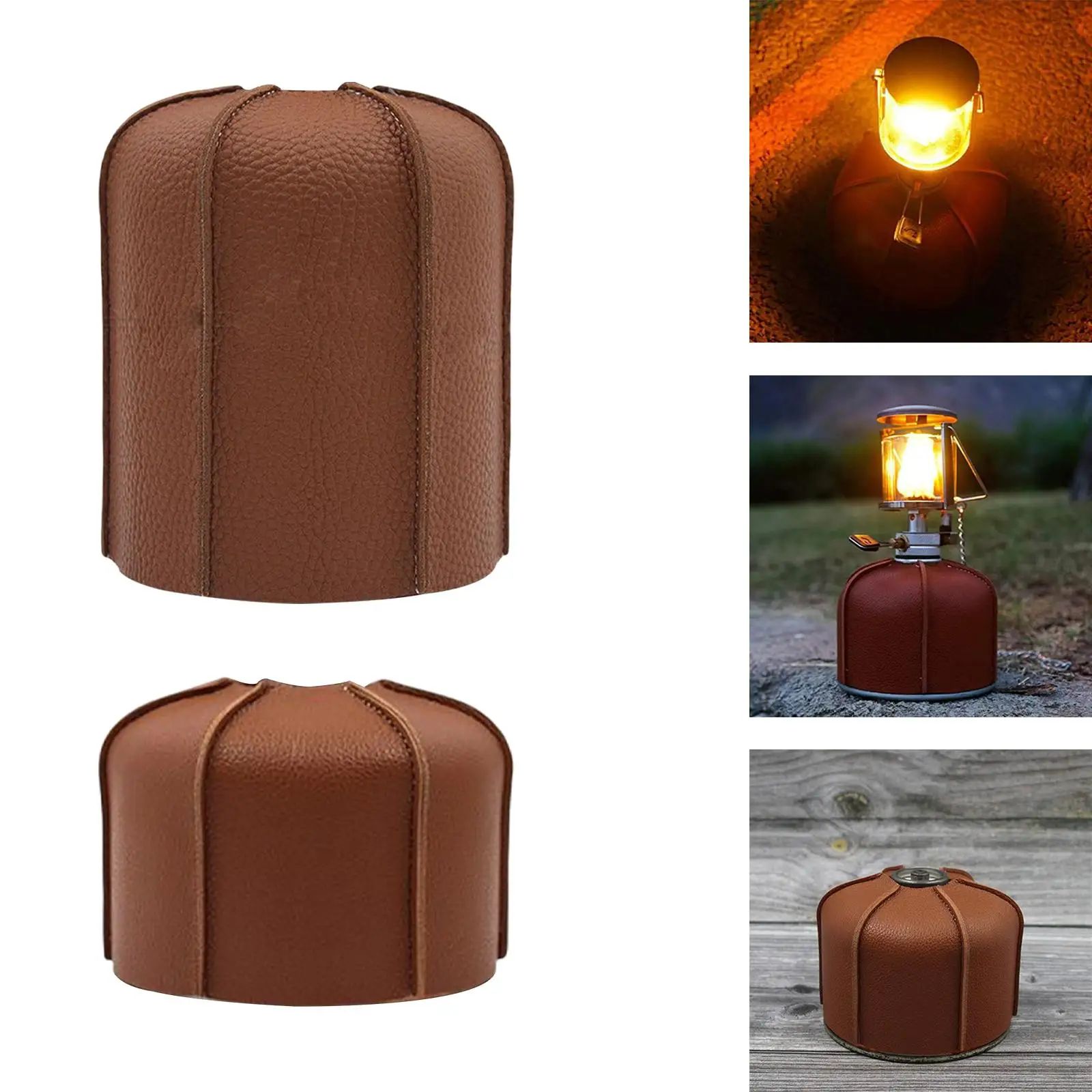 PU Leather Gas Canister Cover Gas Cylinder Tank Cover Protector for Hiking BBQ