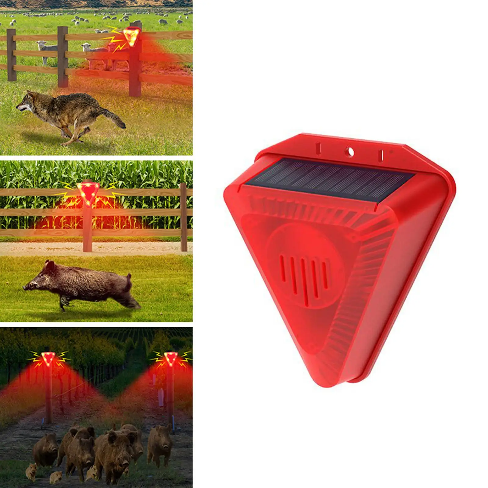 Solar  Alarm Motion Sensor 129 Decibels  Sound  Flash Warning Strobe Safety Alarm System for 