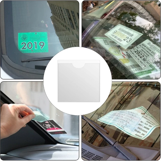 6 Pcs Parking Permit Holder, Clear Self Adhesive Square Ticket Holders, Car  Windscreen Card Holder Parking For Car,caravan Windscreen, Photos Passport