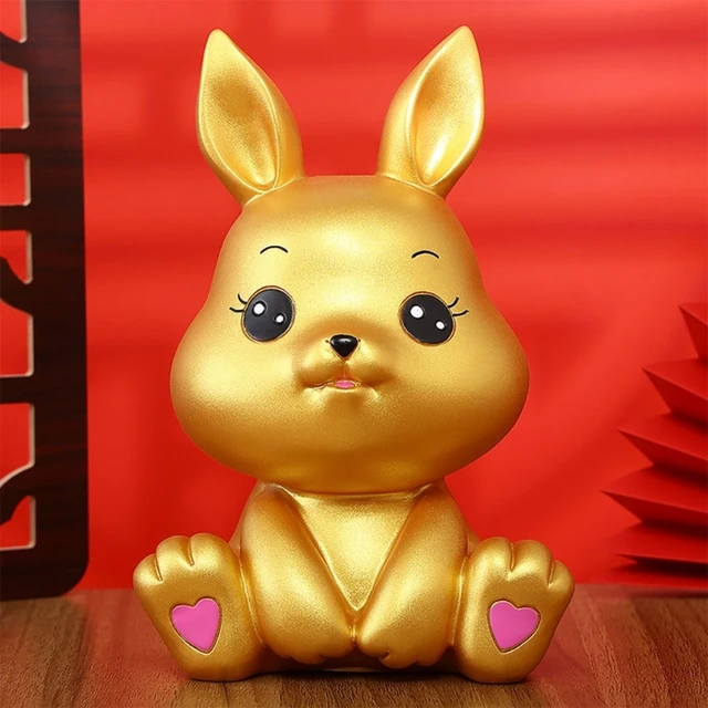 Tirelire chinoise en forme lapin doré, année 2023, tirelire pour armoire  magasin - AliExpress