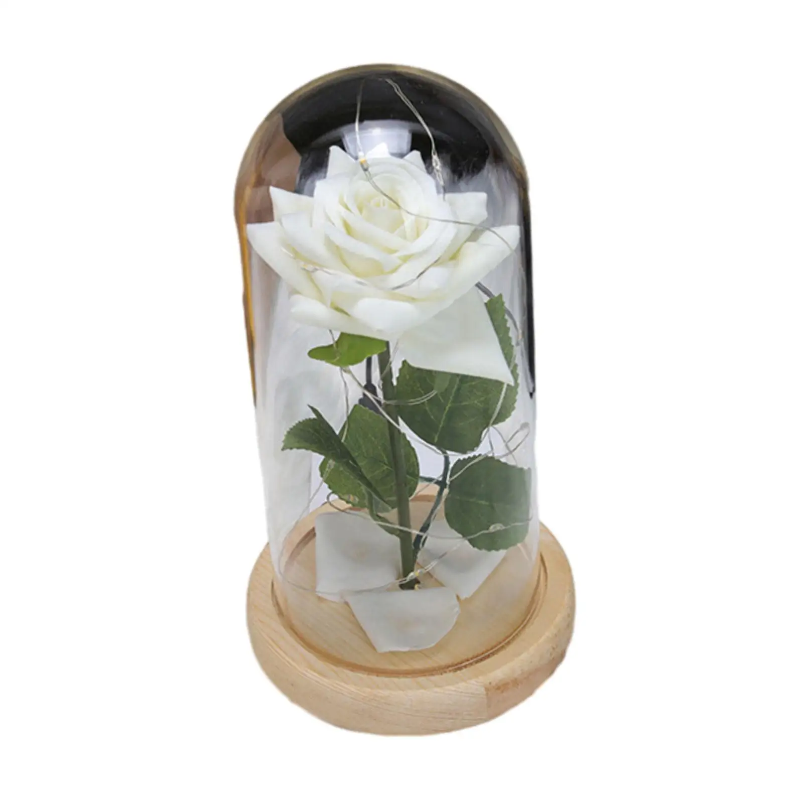 Glass Rose Flower Gift Valentines Decor Alentines Day Gifts for Him Eternal Flower Glass Cover Crafts Rose Flower in Dome Glass