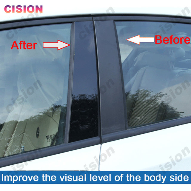 6x Black Mirror Effect Car Window Door Column B C BC Pillar Post Cover Trim  PC Material Sticker For For KIA Sportage 2017-2021