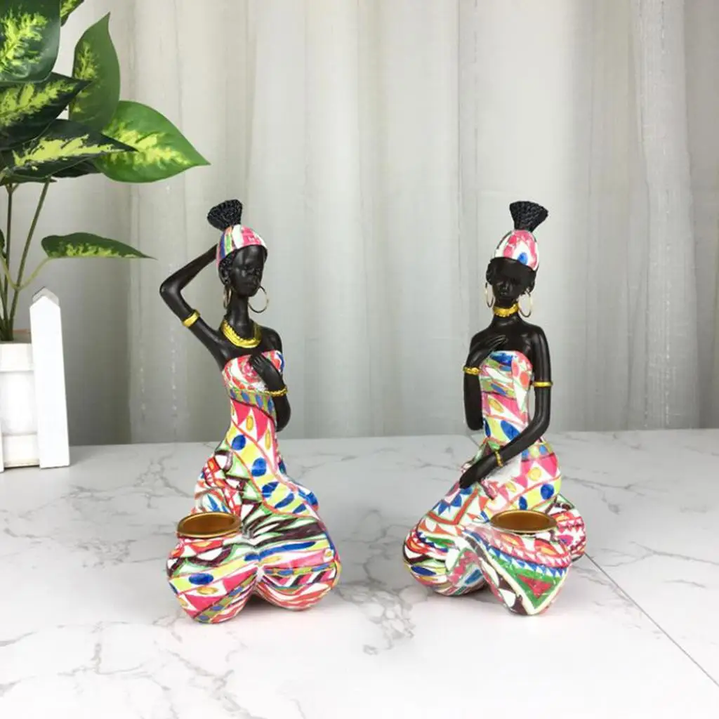 Candle Holder Figurine African Art Candleholders for Dining Room