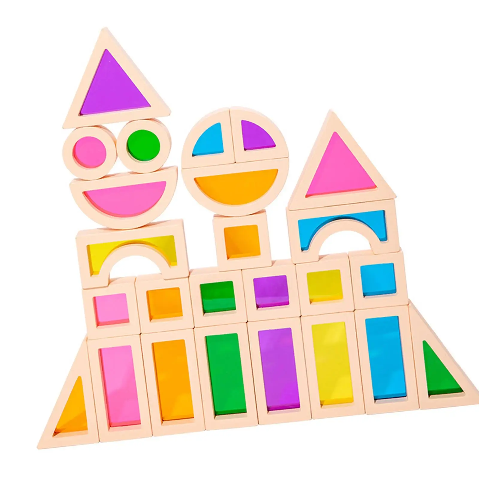 25Pcs Stacking Blocks Montessori Toys Sensory Toy for Parent Child Game