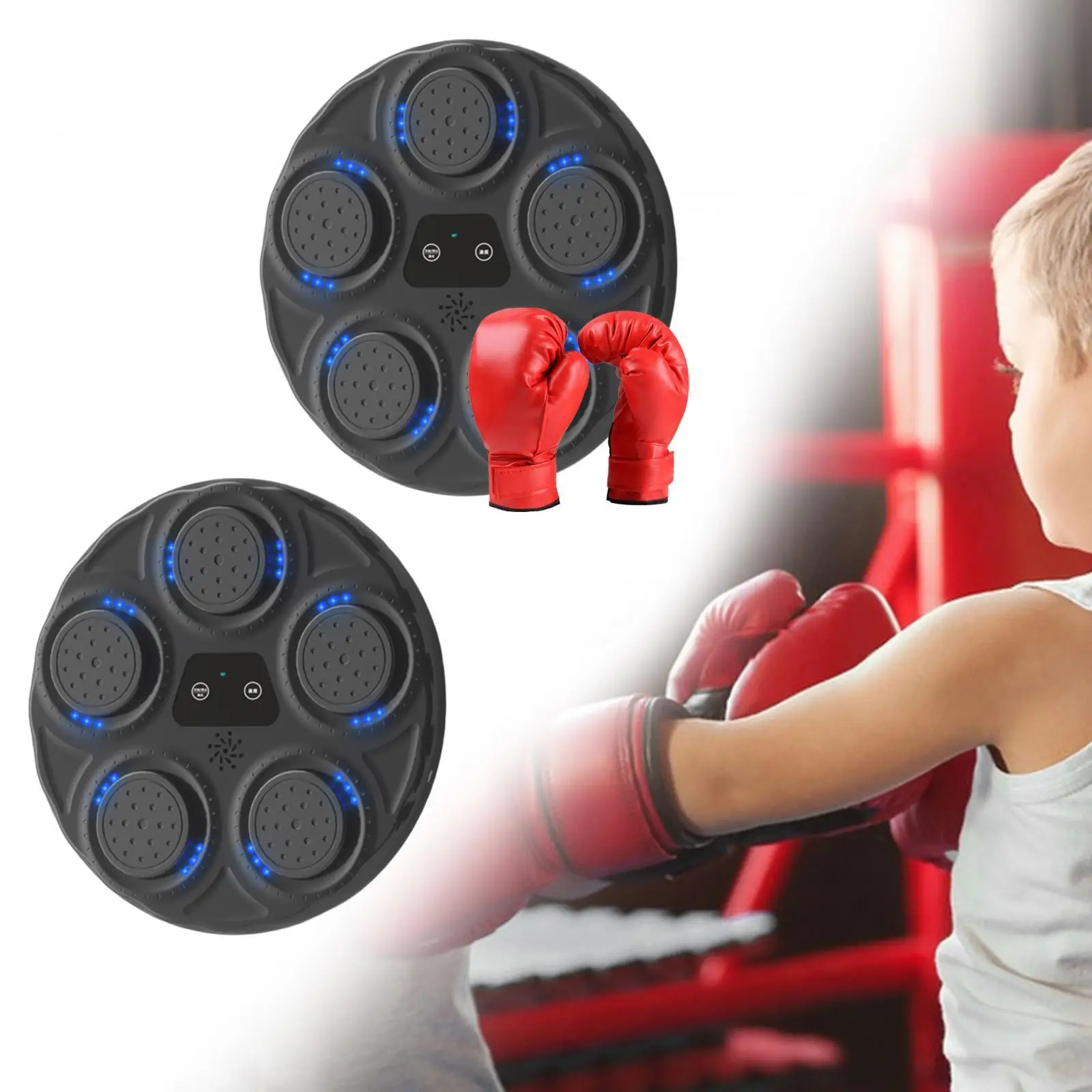 Electronic Boxing Machine Wall Mounted Lighted Music Boxing Wall Target for Reaction Response Training Focus Agility Home Gym