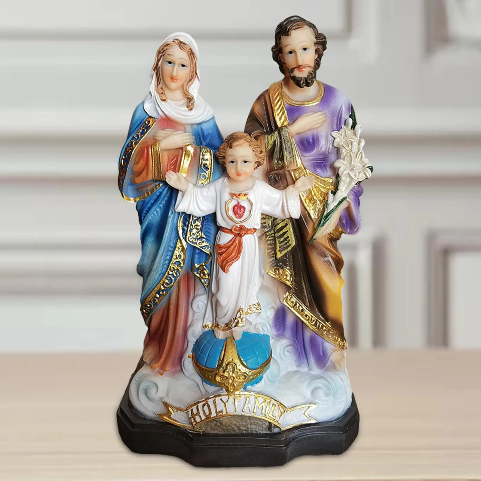 Jesus Family Statue Traditional Family Sculpture for Living Room Home Office