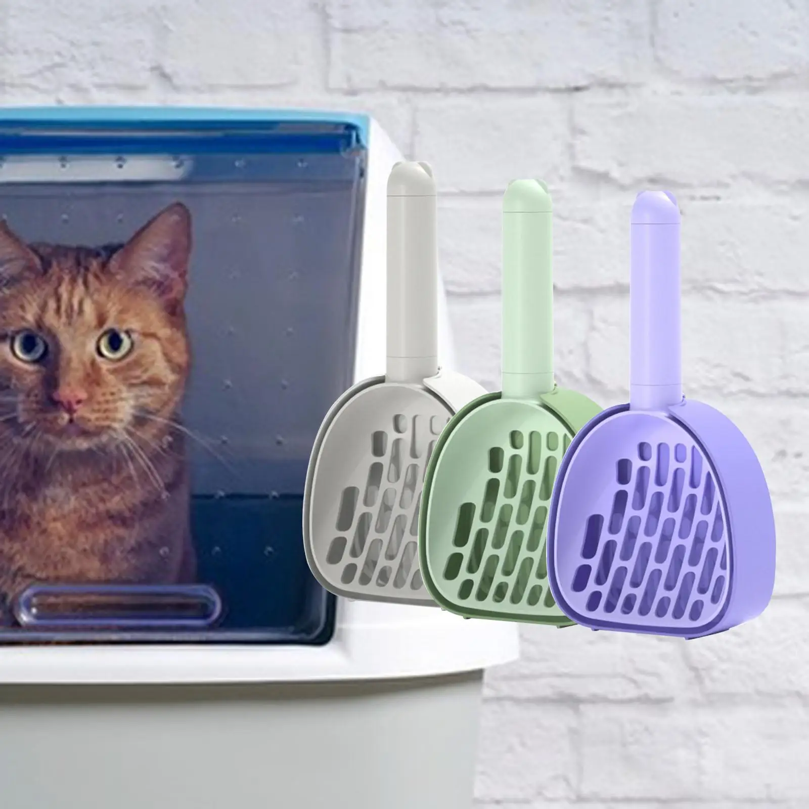 Portable Cat Litter Dustpan Pet Litter Scooper Pet Cleaning Tool Deep Sifting Comfortable Handle Kitty Litter Box Supplies