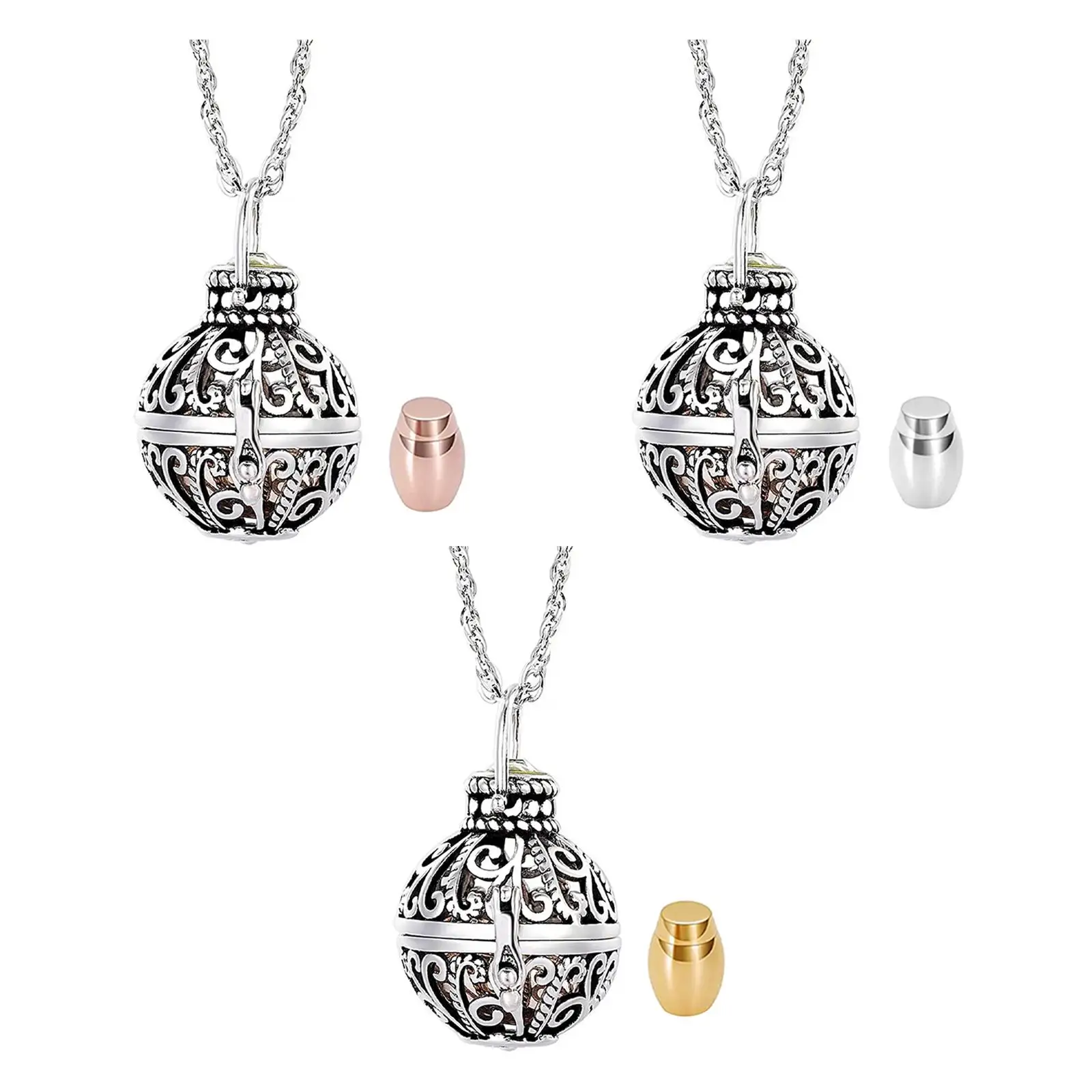 Handmade Hollow Urn Necklace Keepsake Jewelry Urn Pendant Pets Urn Pendant Stainless Steel for Women Men Friends Family Gift