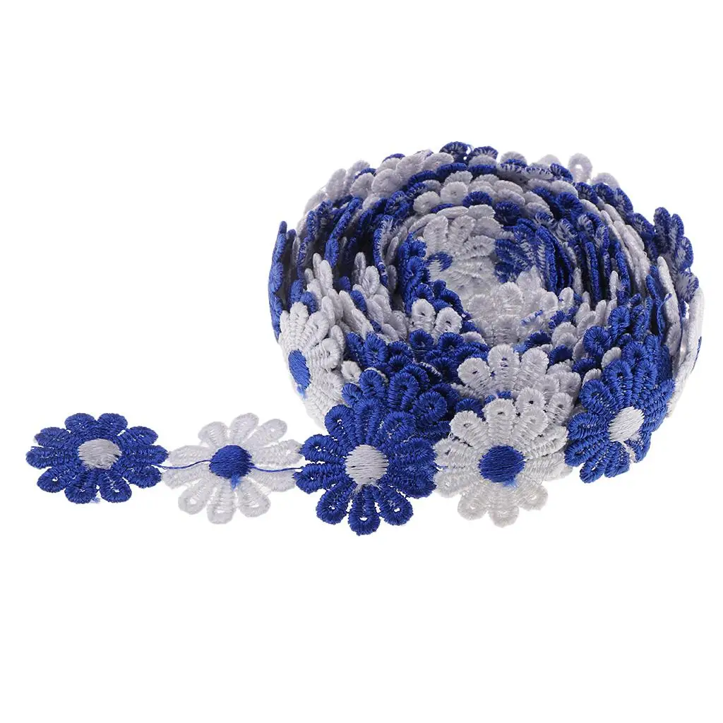 25mm Embroidered Daisy Flowers Cut Lace Ribbon Crafts Scrapbook