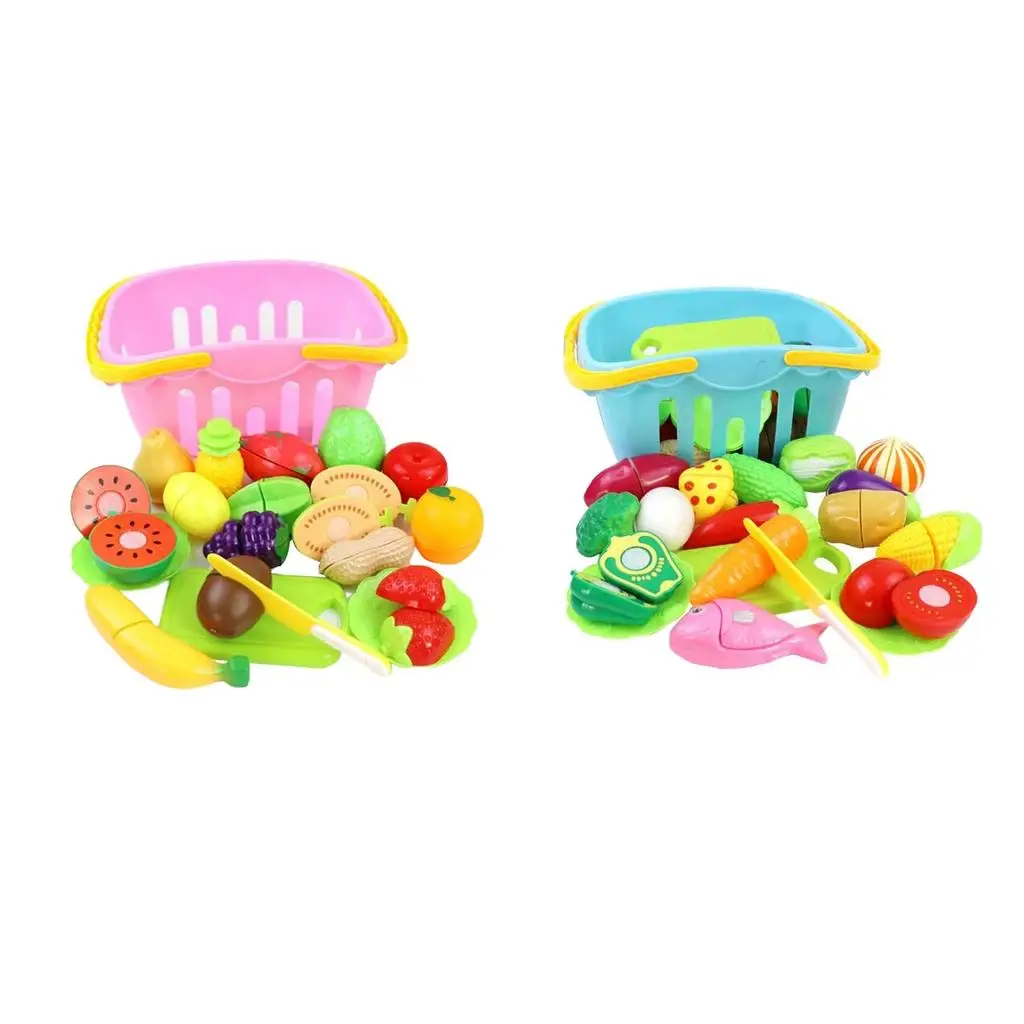 Fun Cutting Fruits Vegetables Pretend Food Playset Basic Skills Development