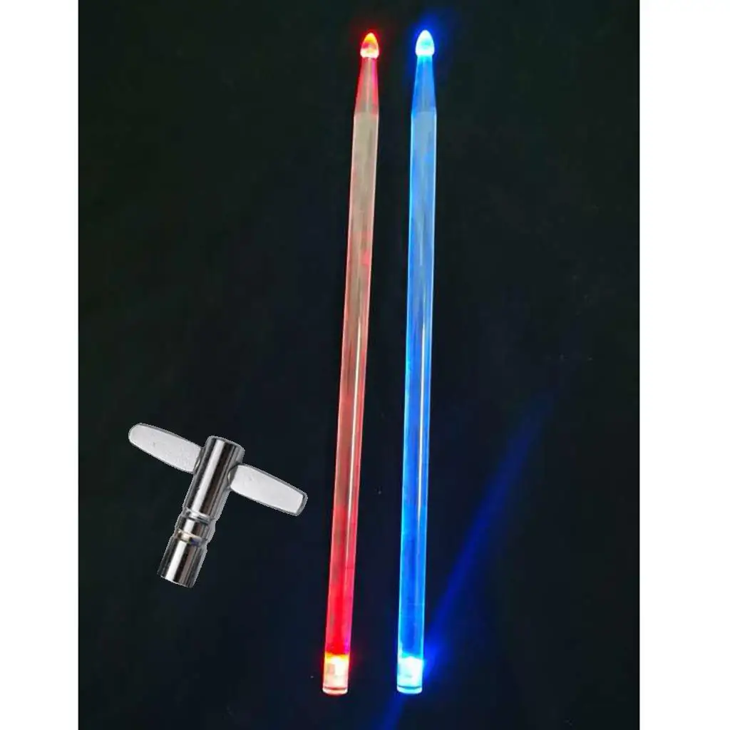 1 Pair Glow Light Up Drum Mallets Percussion Accessory for Musical Lovers 16.14x1.57x1.18inch